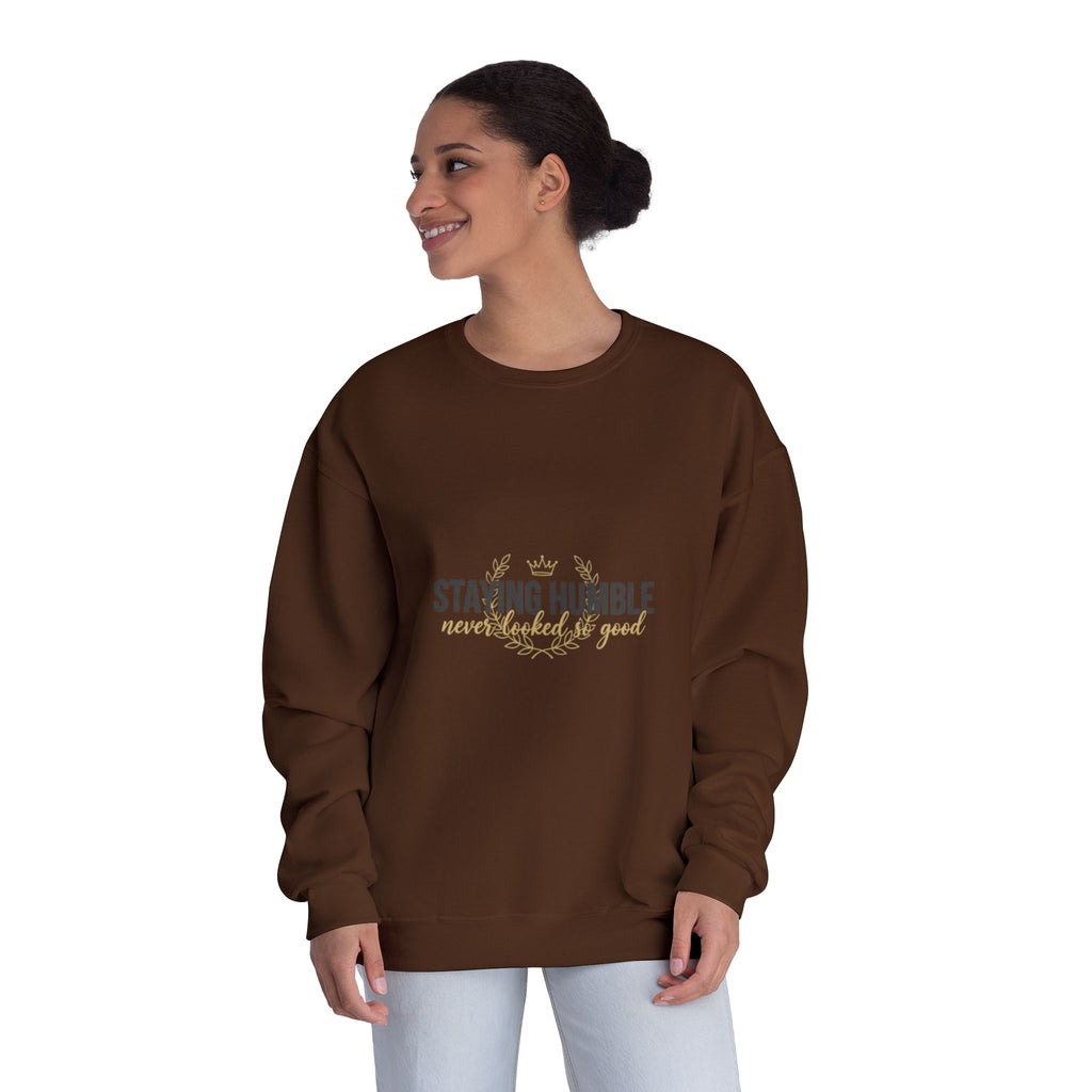 Staying Humble Crewneck Sweatshirt – Minimal Inspirational Graphic