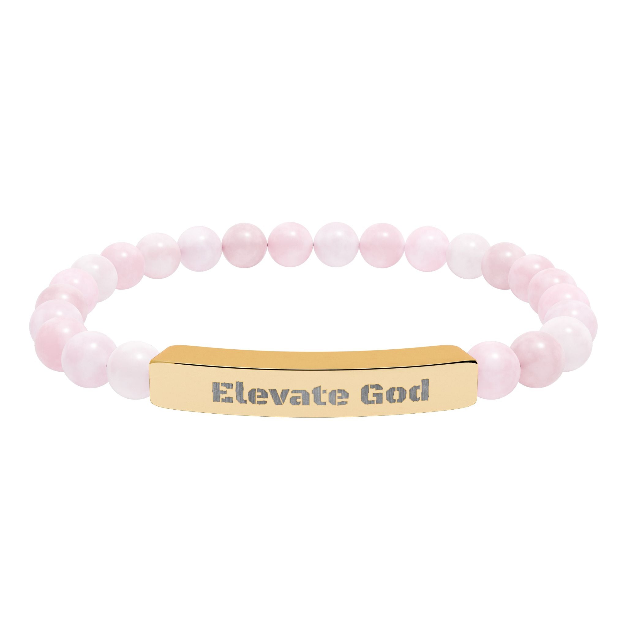 Natural Stone Stretch Bar Bracelet (Engraving)