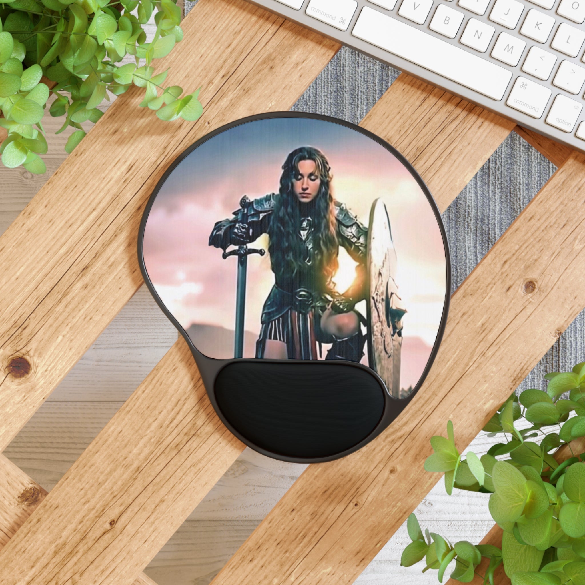Valkyrie Warrior Mouse Pad with Wrist Rest – Fantasy Gaming Desk Accessory