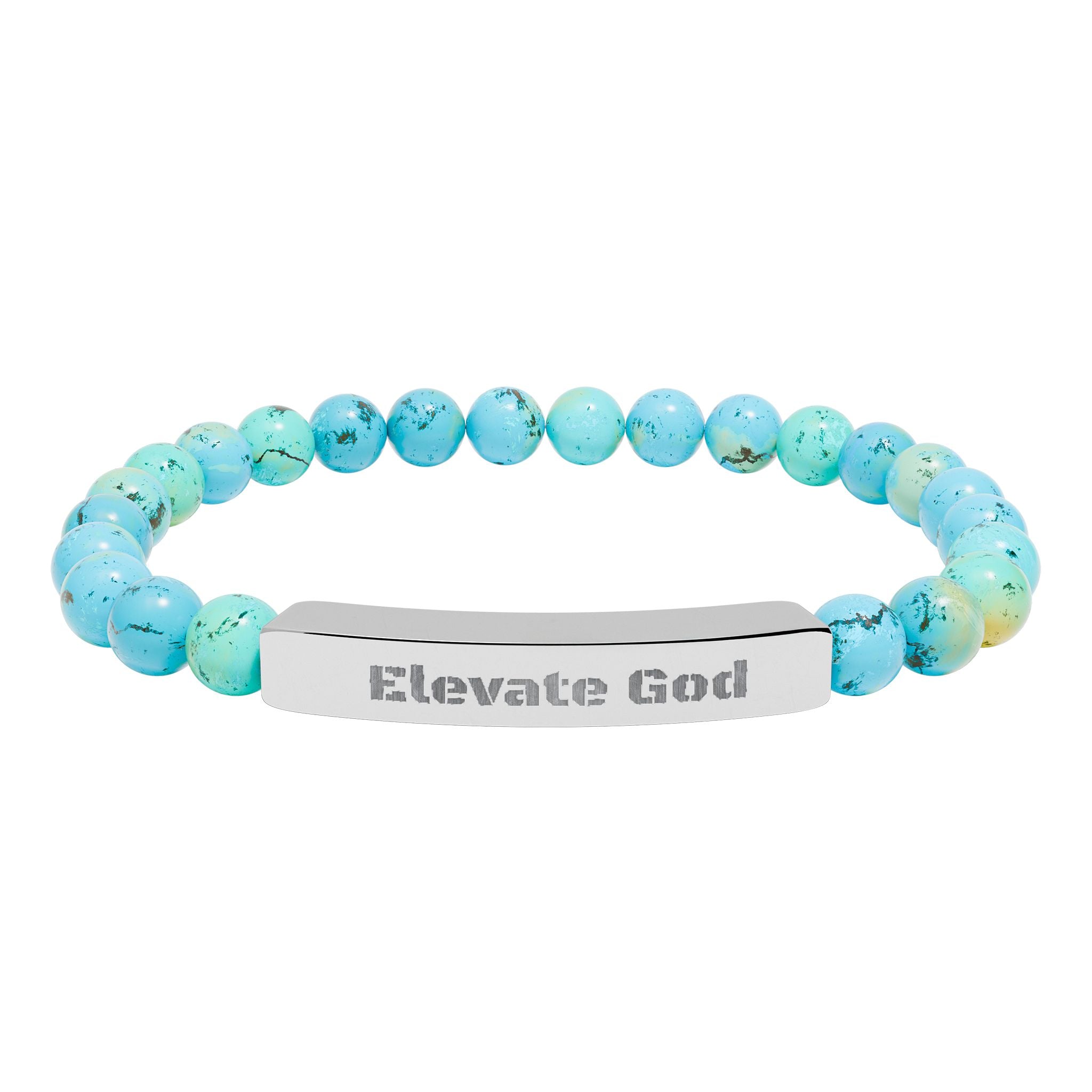 Natural Stone Stretch Bar Bracelet (Engraving)