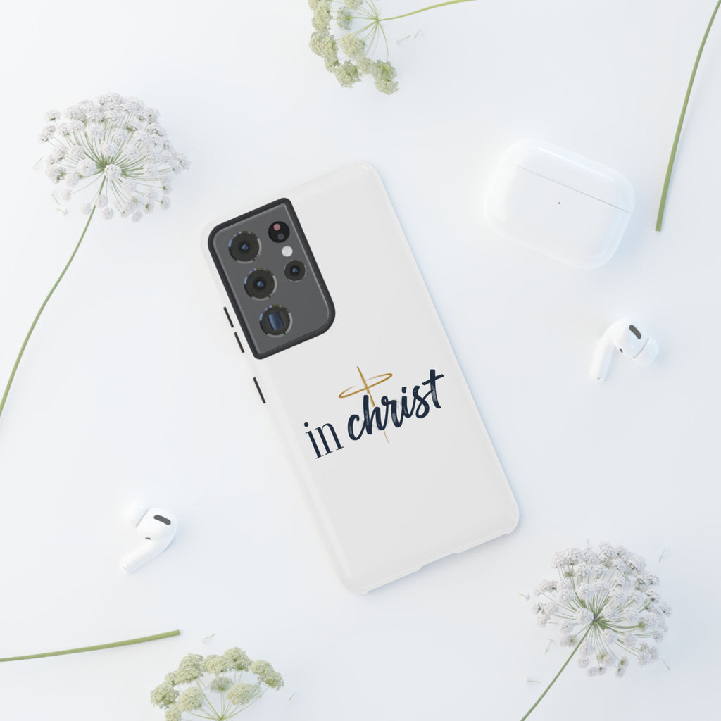 Christian Phone Case - "In Christ" Cross Design, Faith Protective Tough Case