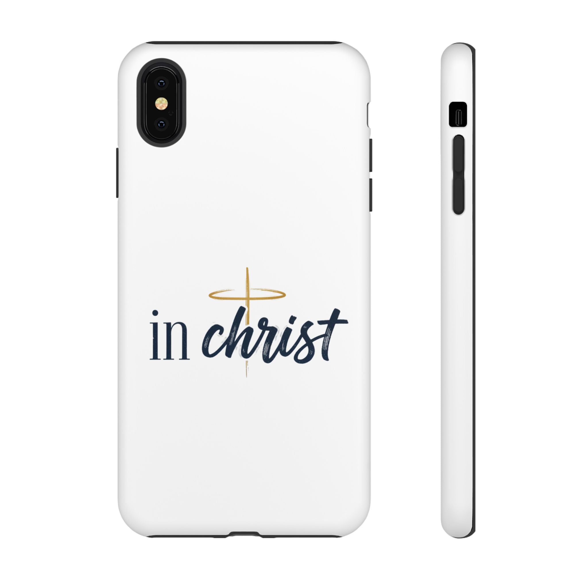Christian Phone Case - "In Christ" Cross Design, Faith Protective Tough Case