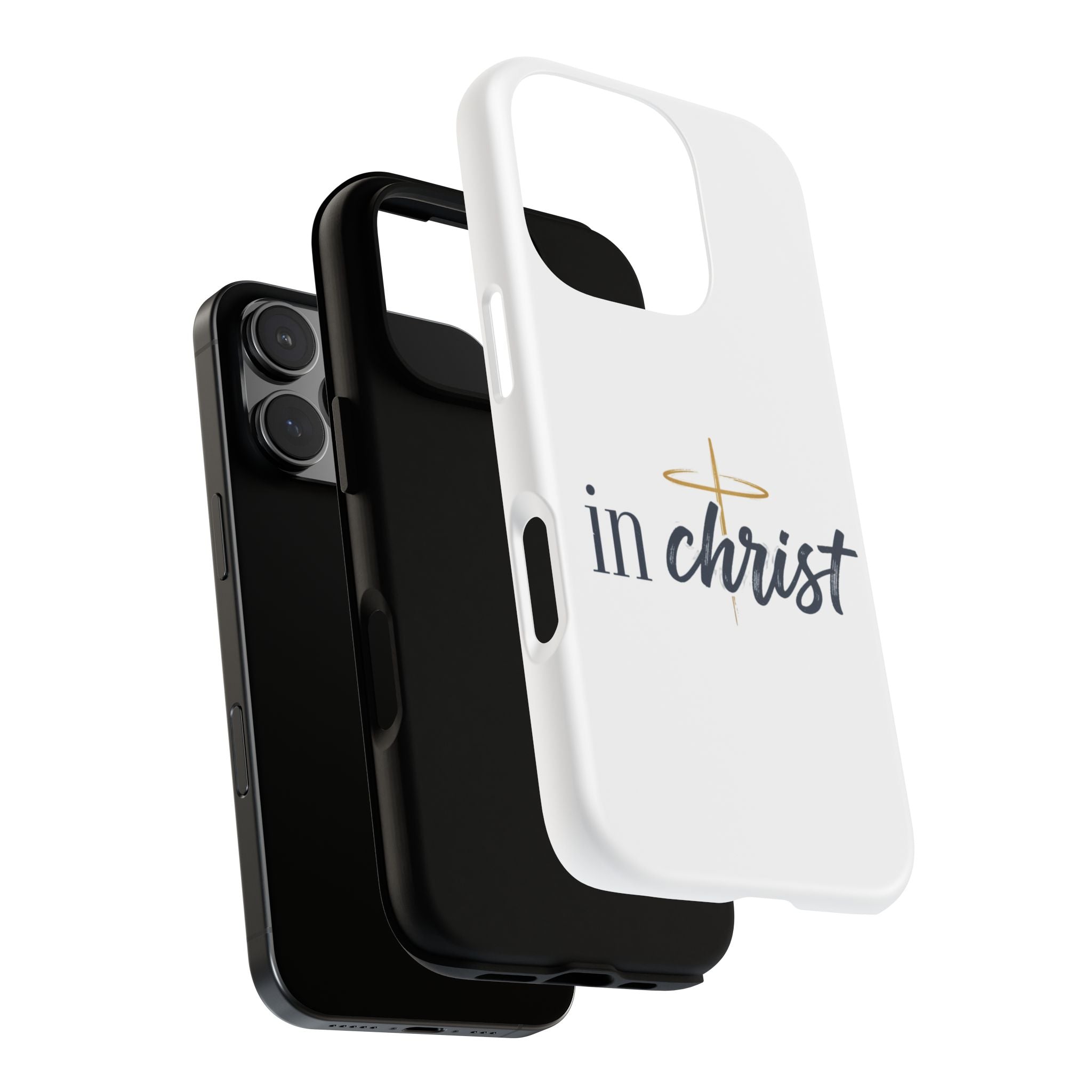 Christian Phone Case - "In Christ" Cross Design, Faith Protective Tough Case