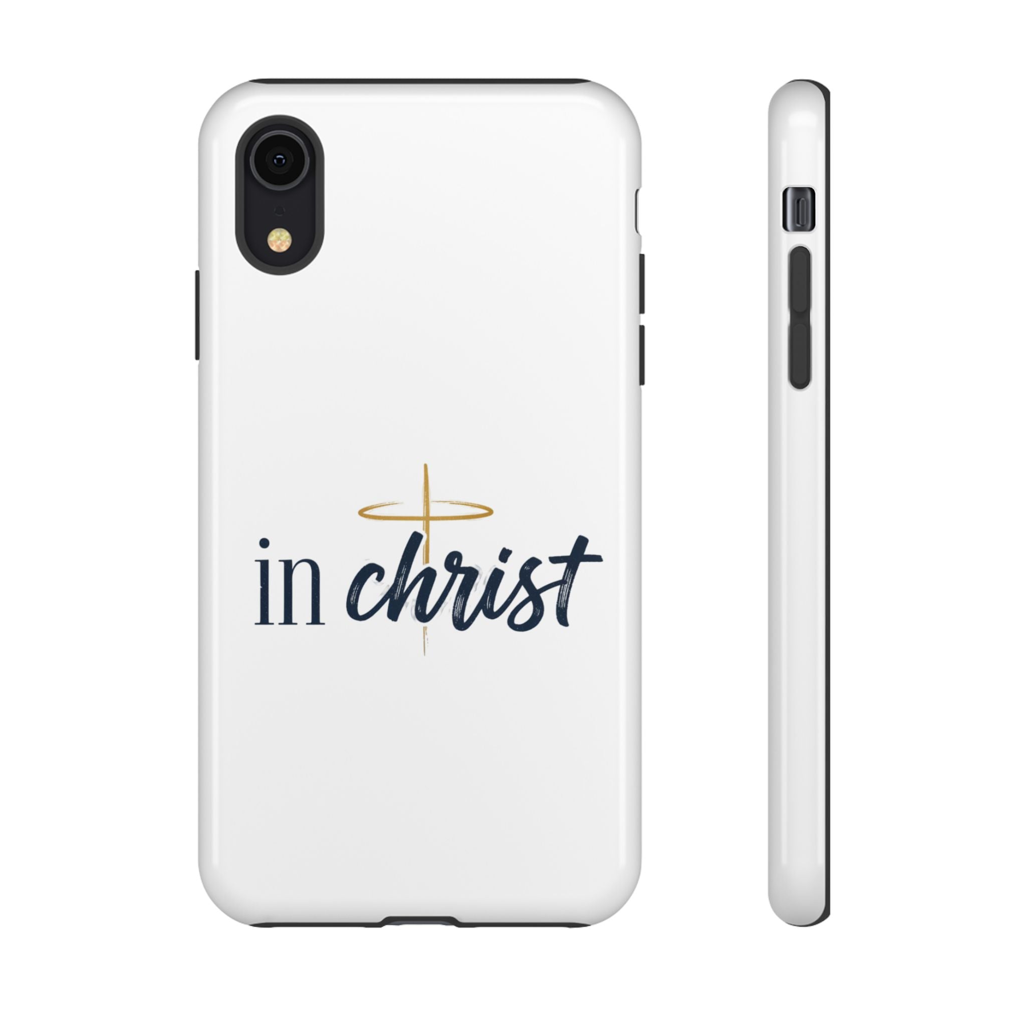 Christian Phone Case - "In Christ" Cross Design, Faith Protective Tough Case