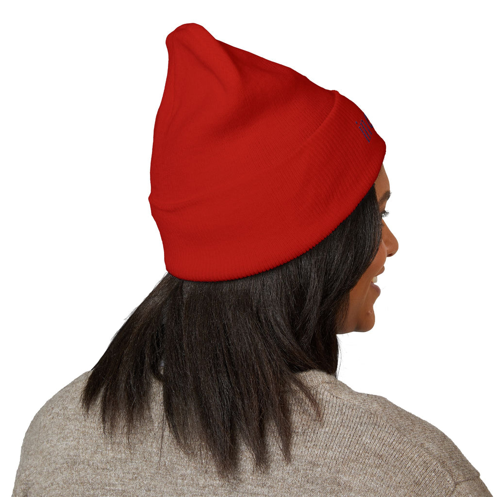 Embroidered Cuffed Beanie — "Never Bitter Only Better" Cozy Knit Hat