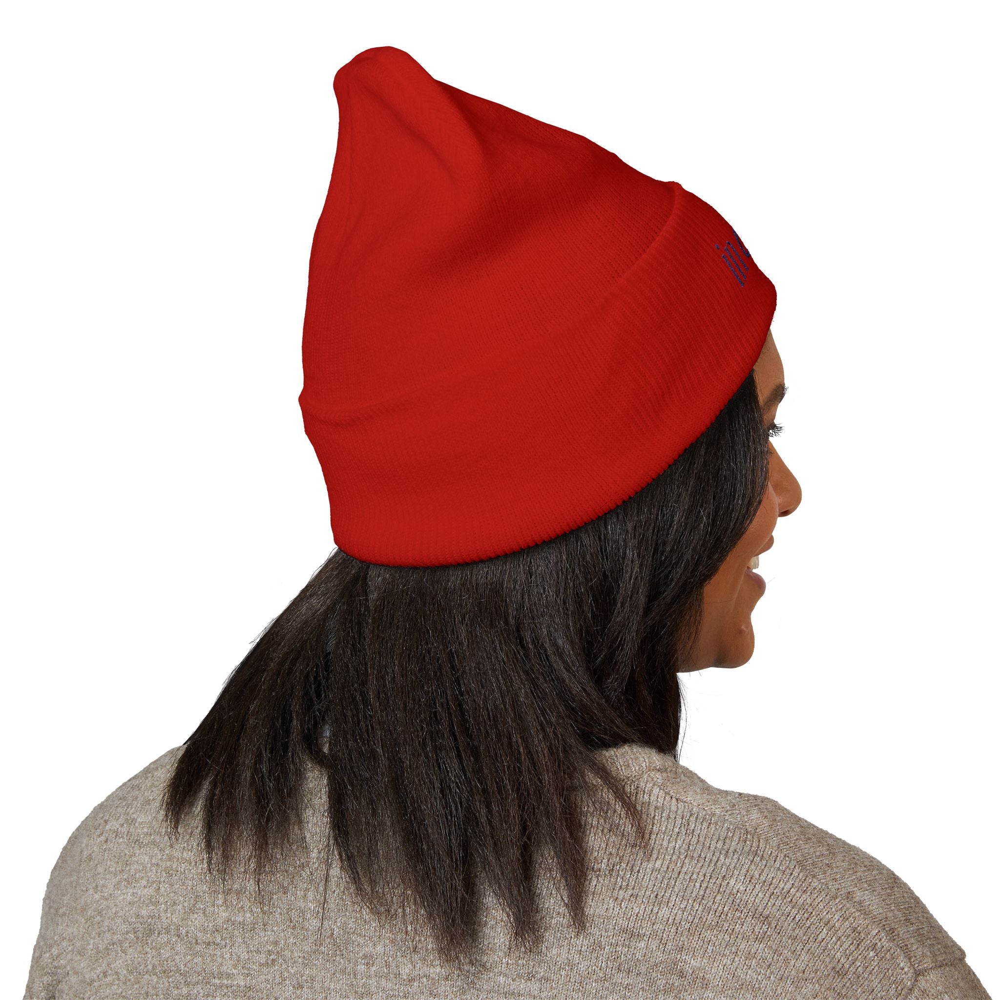 Embroidered Cuffed Beanie — "Never Bitter Only Better" Cozy Knit Hat