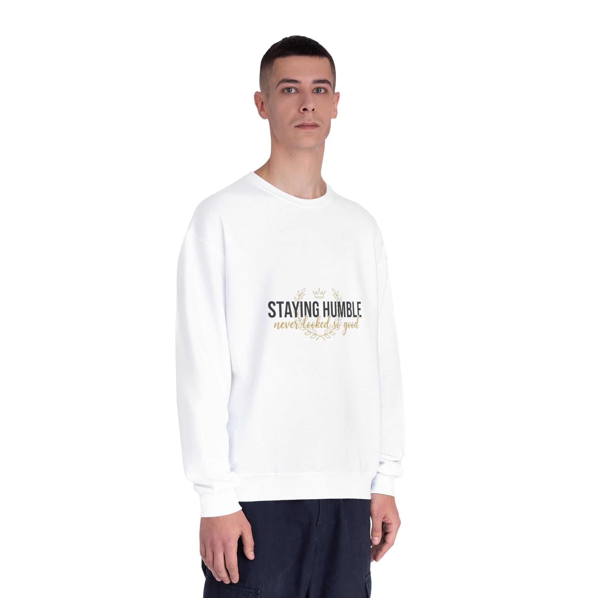 Staying Humble Crewneck Sweatshirt – Minimal Inspirational Graphic
