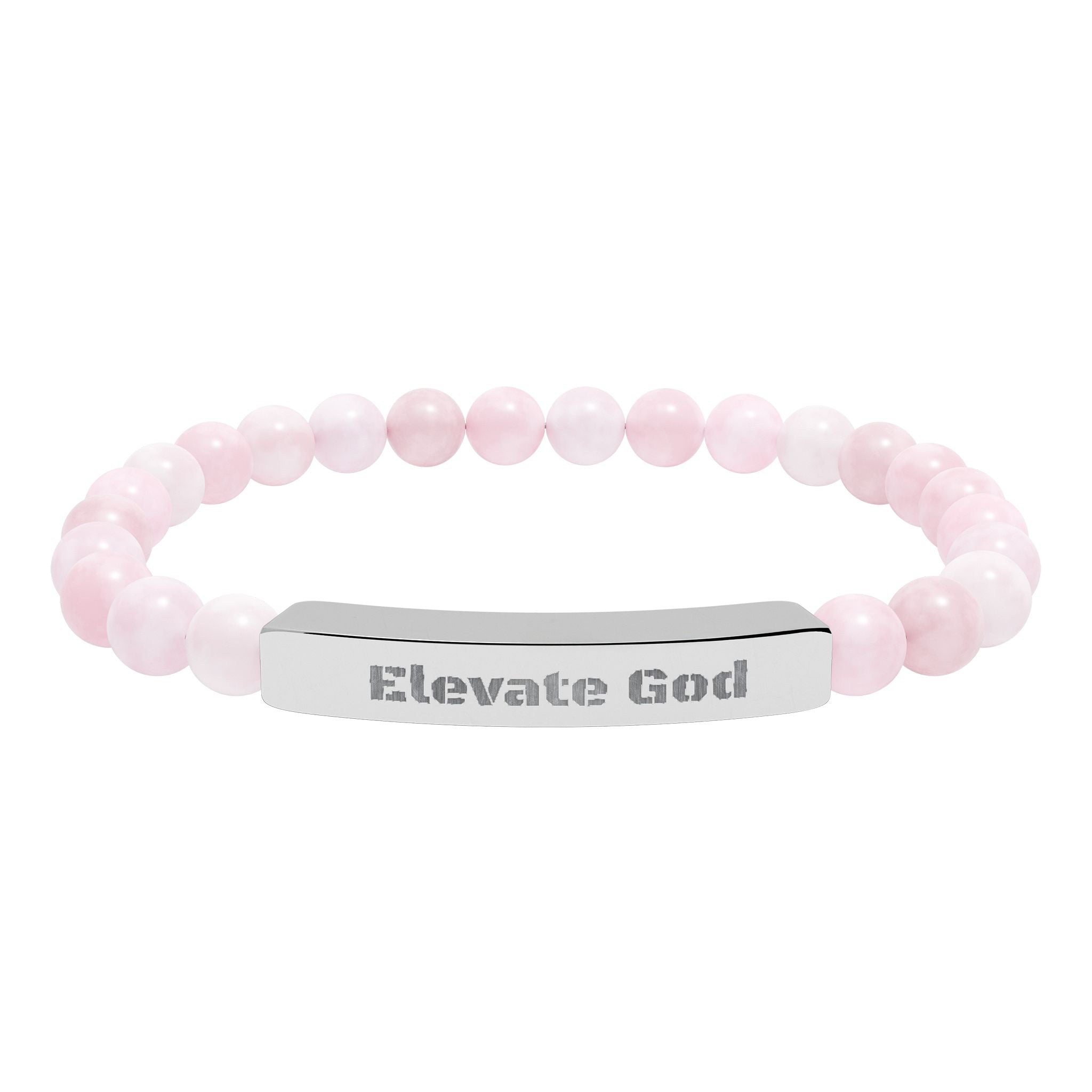 Natural Stone Stretch Bar Bracelet (Engraving)