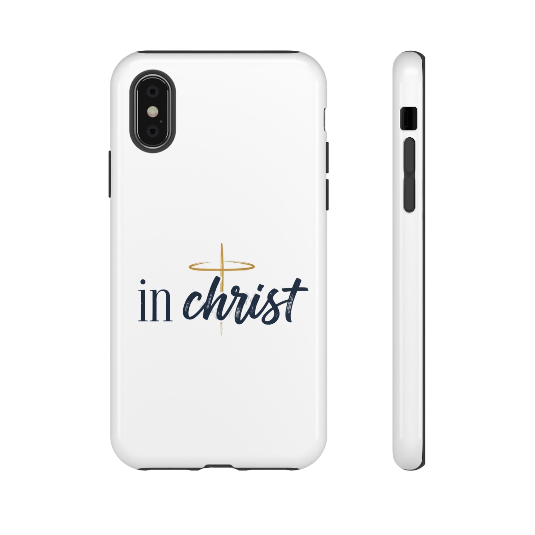 Christian Phone Case - "In Christ" Cross Design, Faith Protective Tough Case