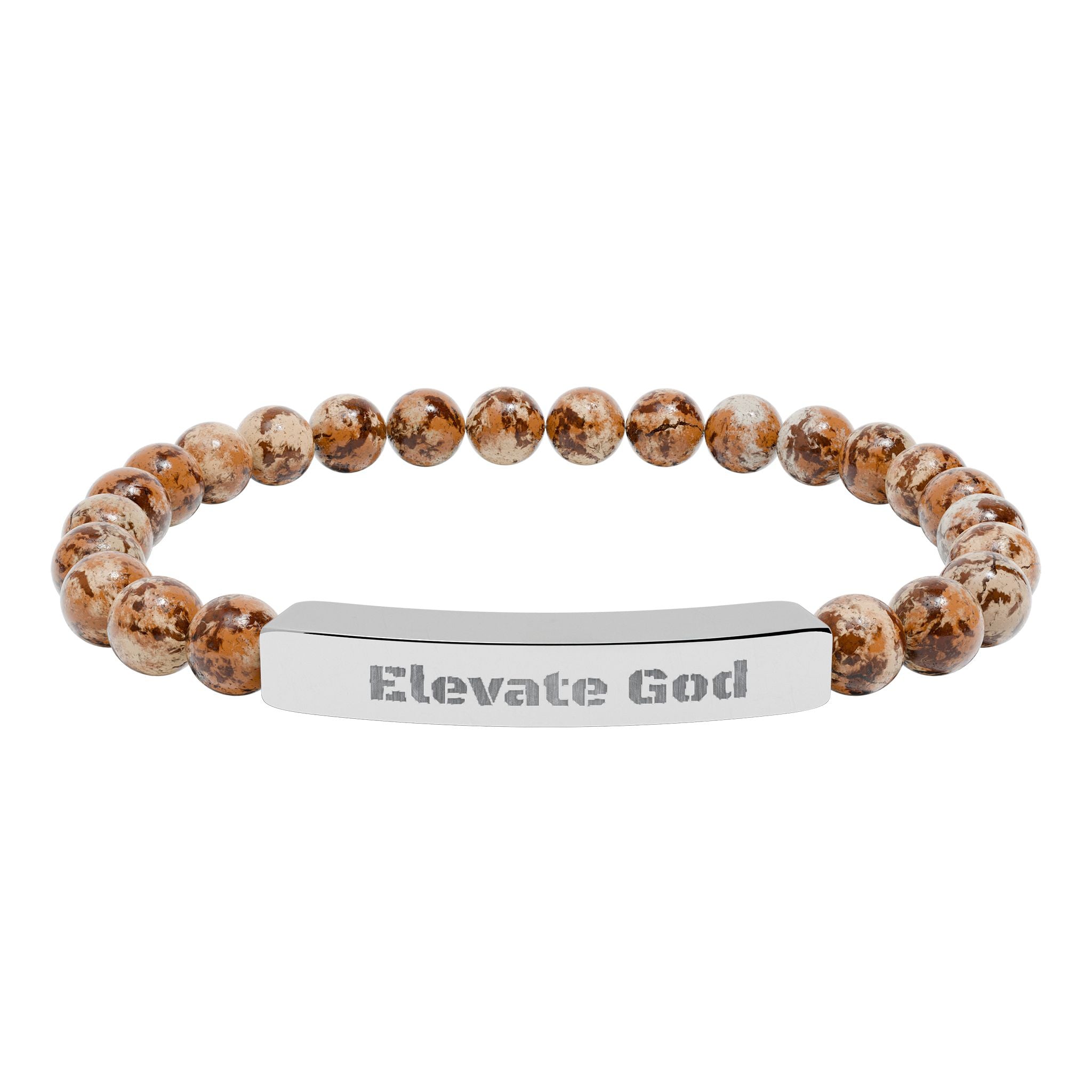 Natural Stone Stretch Bar Bracelet (Engraving)