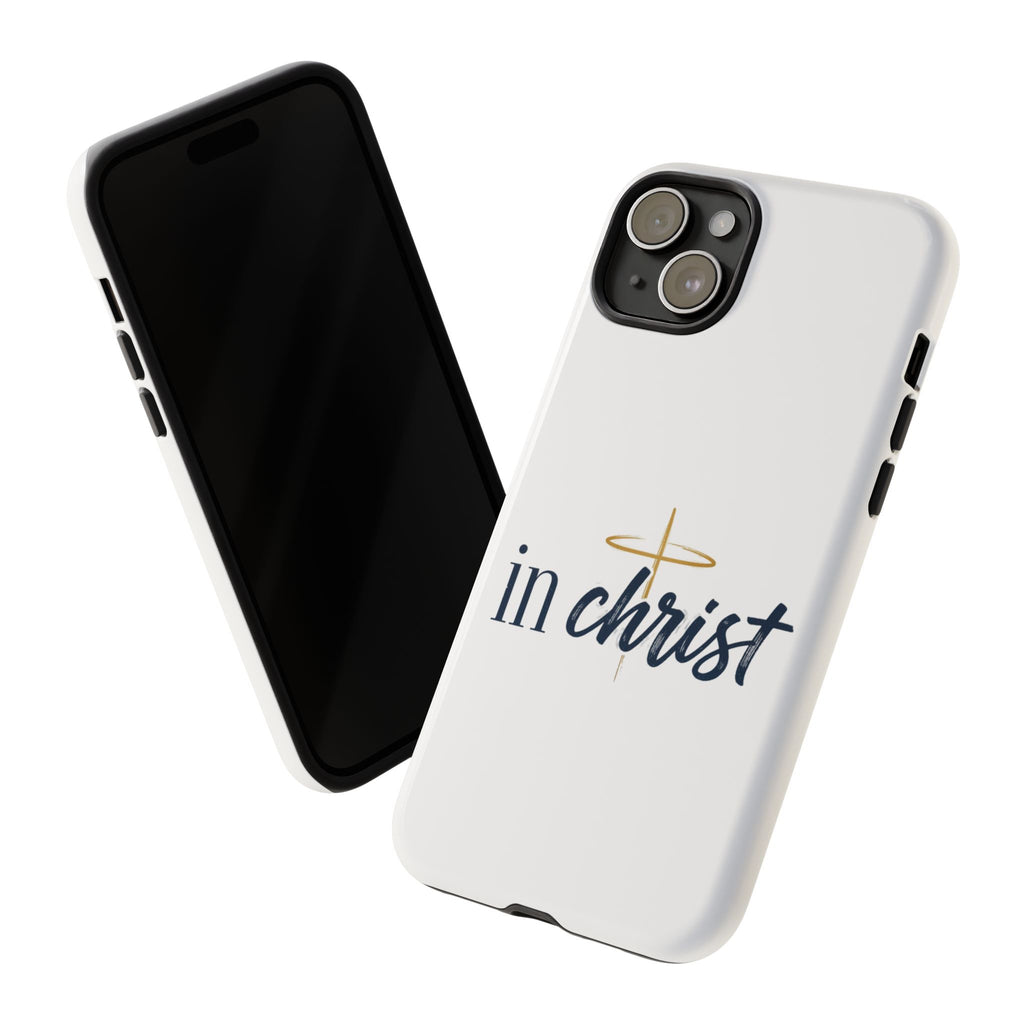 Christian Phone Case - "In Christ" Cross Design, Faith Protective Tough Case