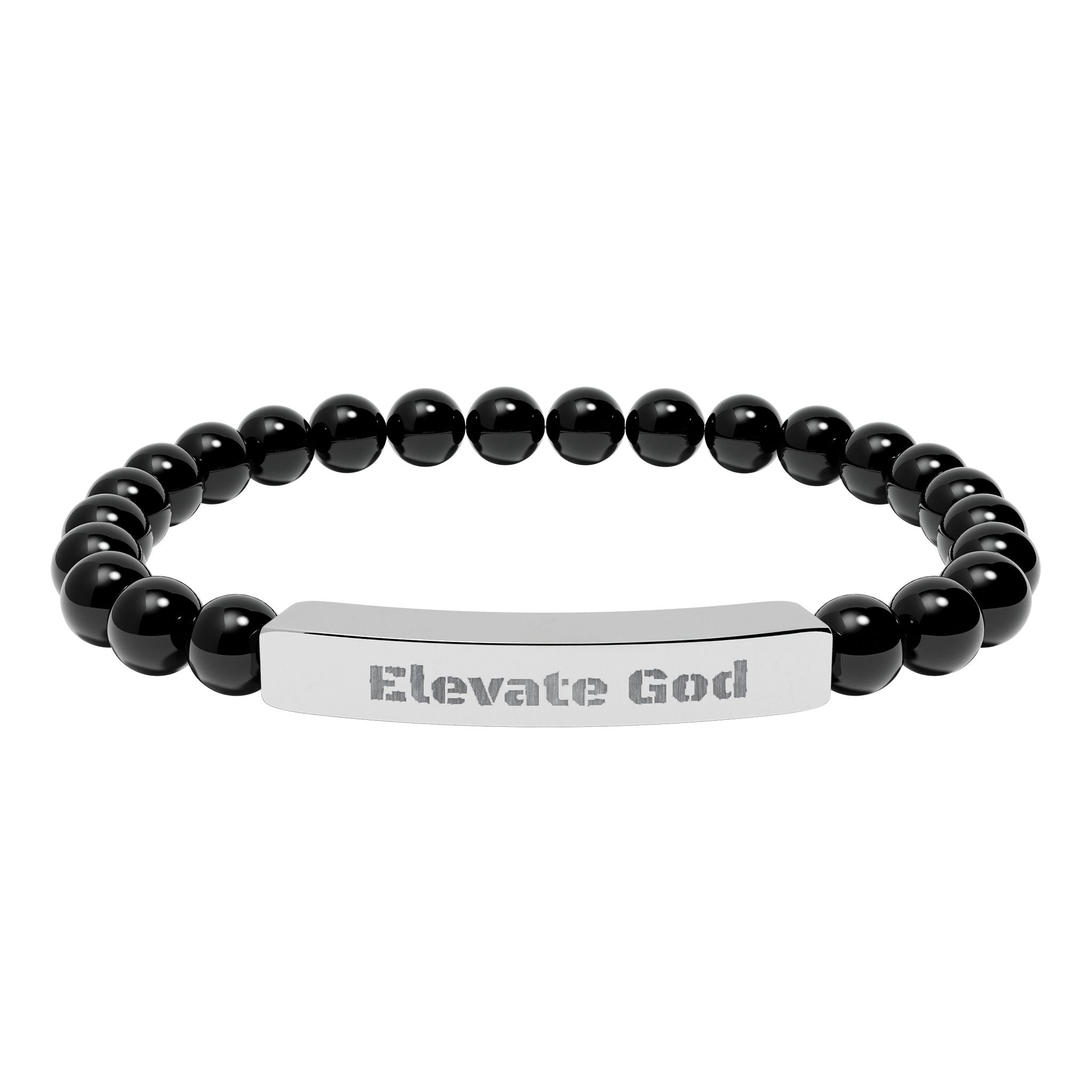 Natural Stone Stretch Bar Bracelet (Engraving)