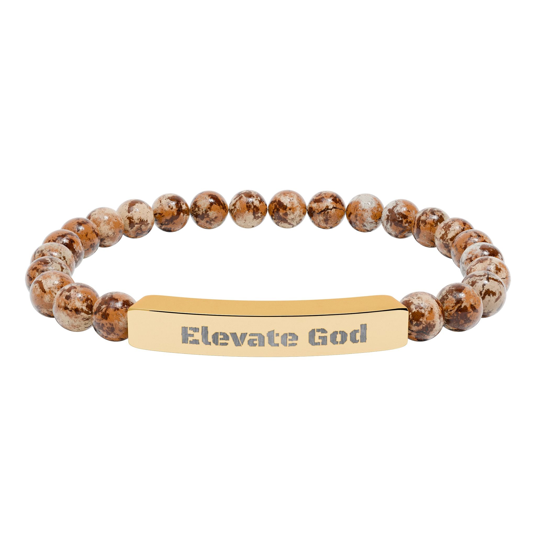 Natural Stone Stretch Bar Bracelet (Engraving)