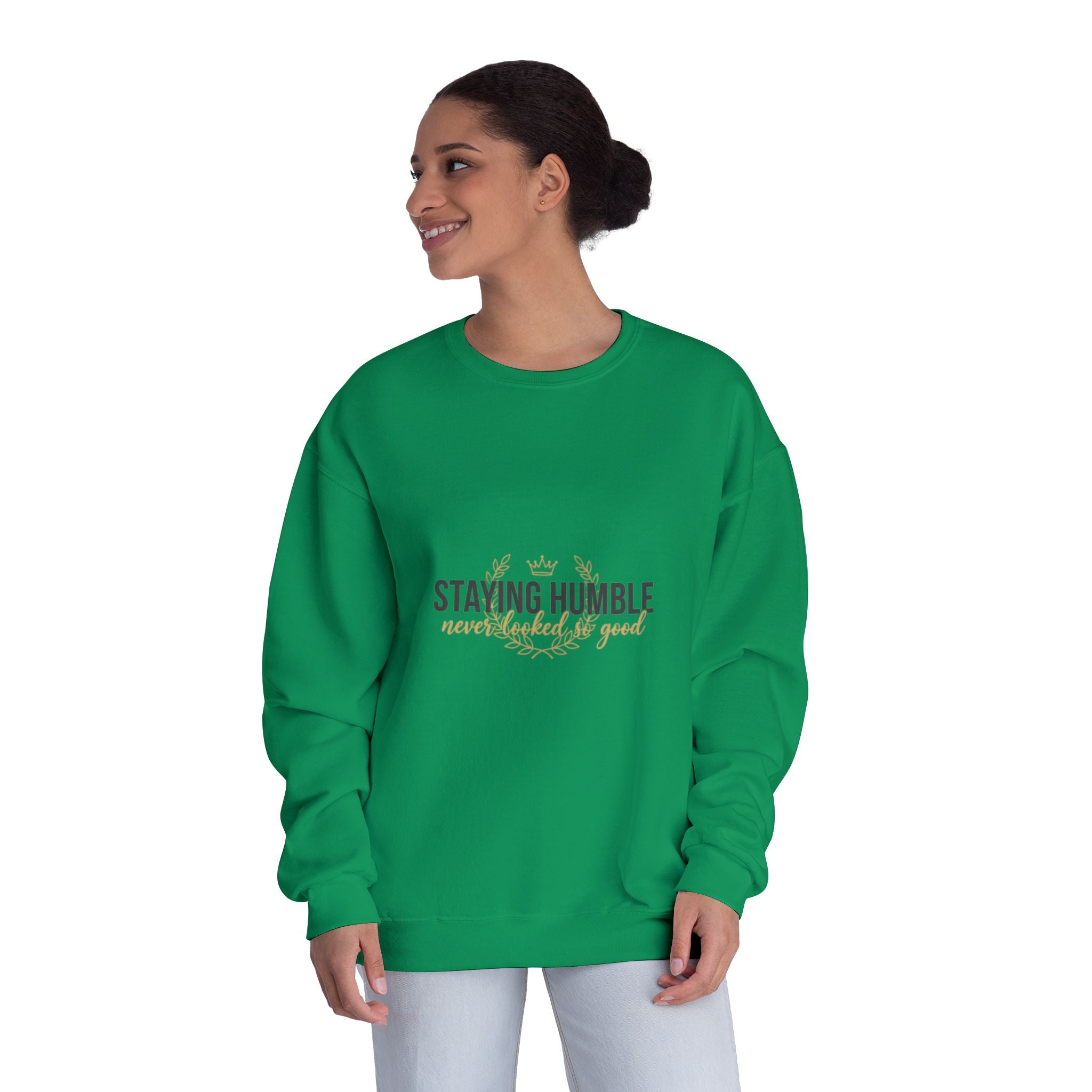 Staying Humble Crewneck Sweatshirt – Minimal Inspirational Graphic