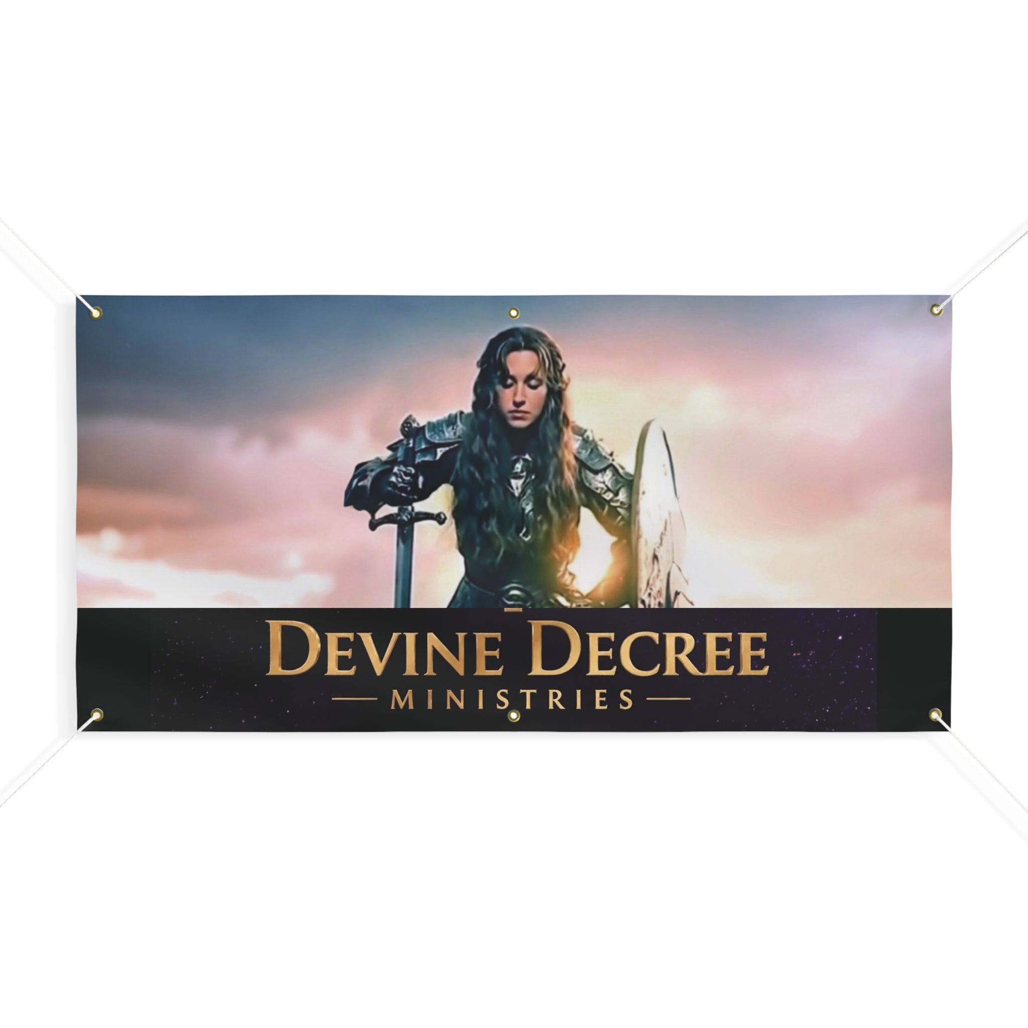 Devine Decree Ministries Matte Banner — Inspirational Warrior Faith Outdoor/Indoor Sign