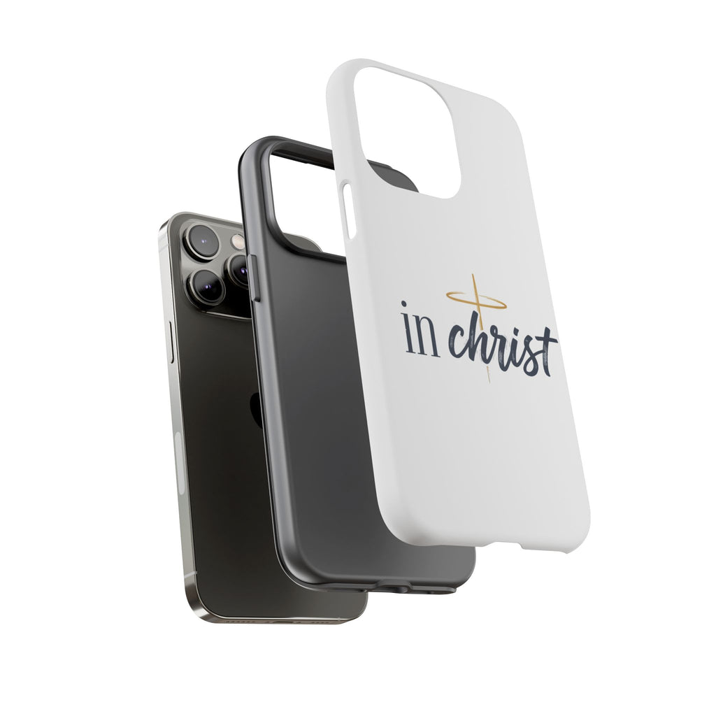 Christian Phone Case - "In Christ" Cross Design, Faith Protective Tough Case