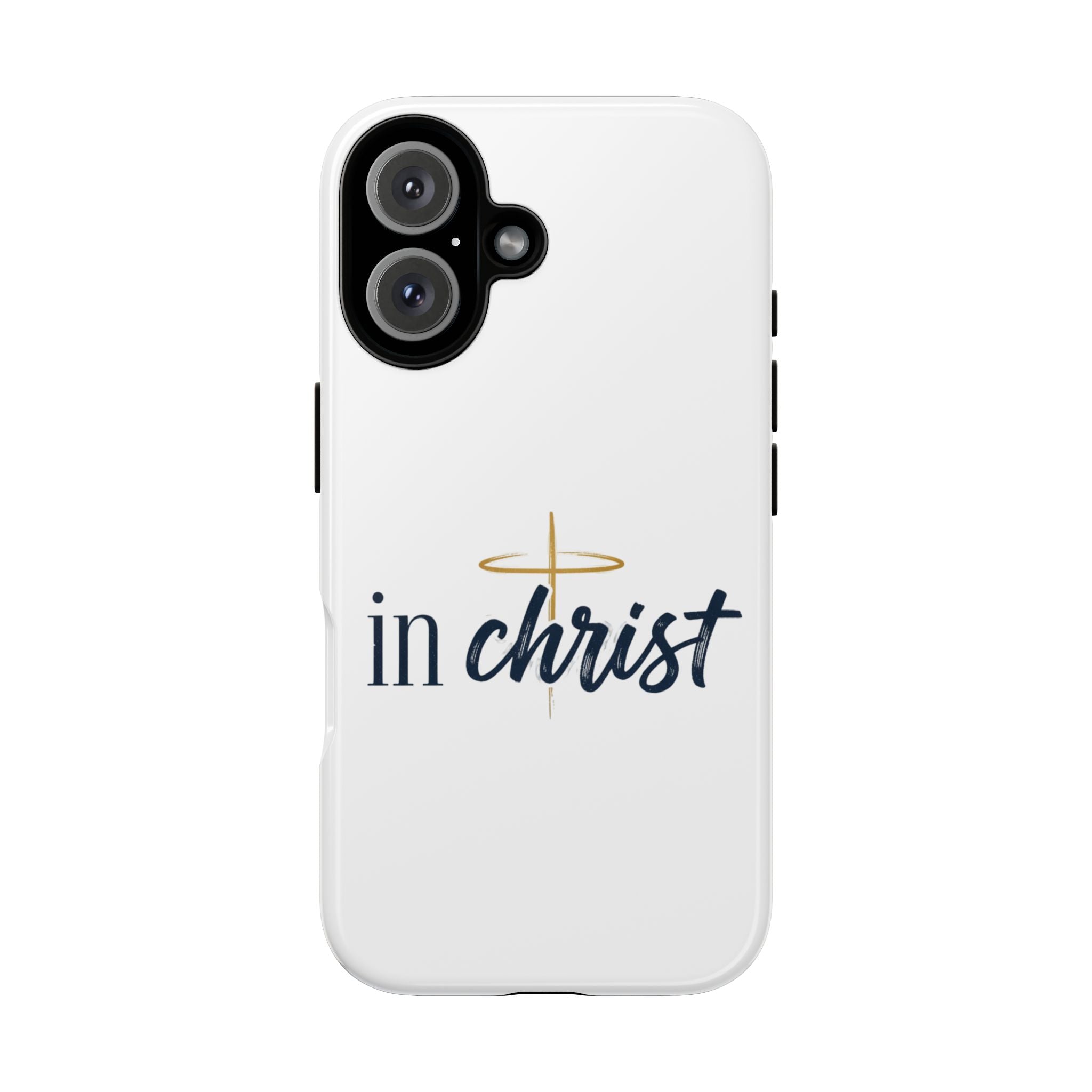 Christian Phone Case - "In Christ" Cross Design, Faith Protective Tough Case