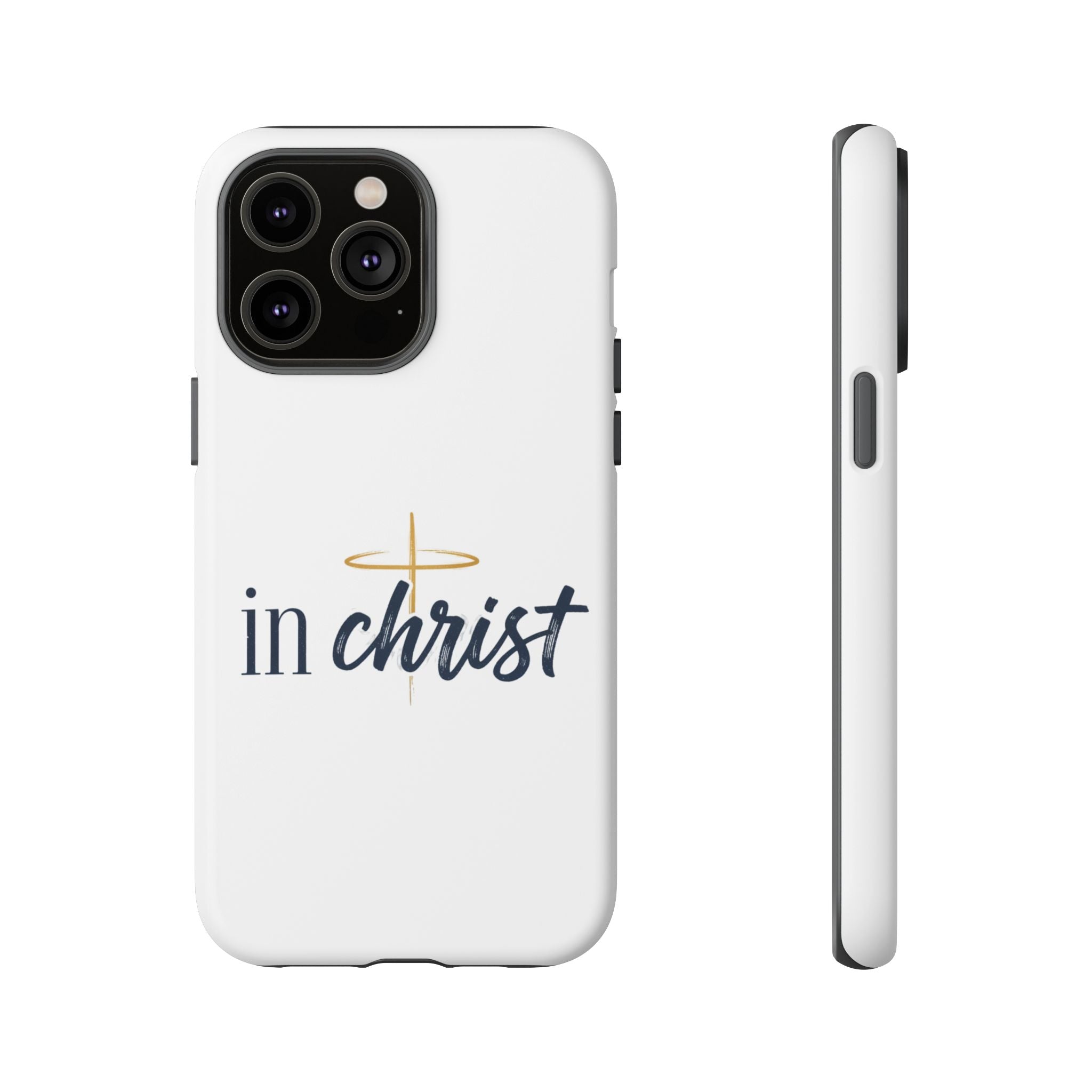Christian Phone Case - "In Christ" Cross Design, Faith Protective Tough Case