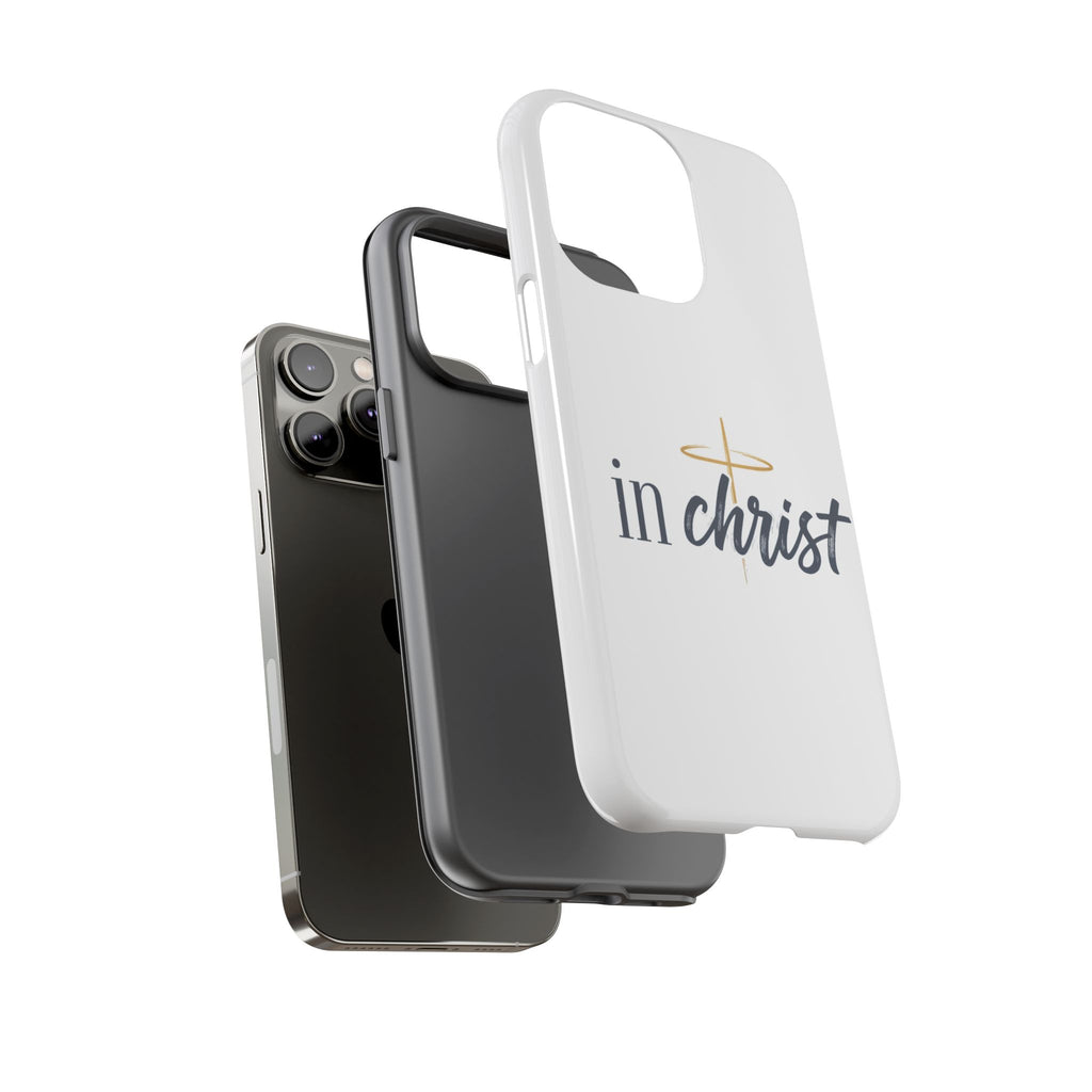Christian Phone Case - "In Christ" Cross Design, Faith Protective Tough Case