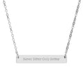 Engraved Horizontal Bar Necklace — Personalized Name & Message Pendant
