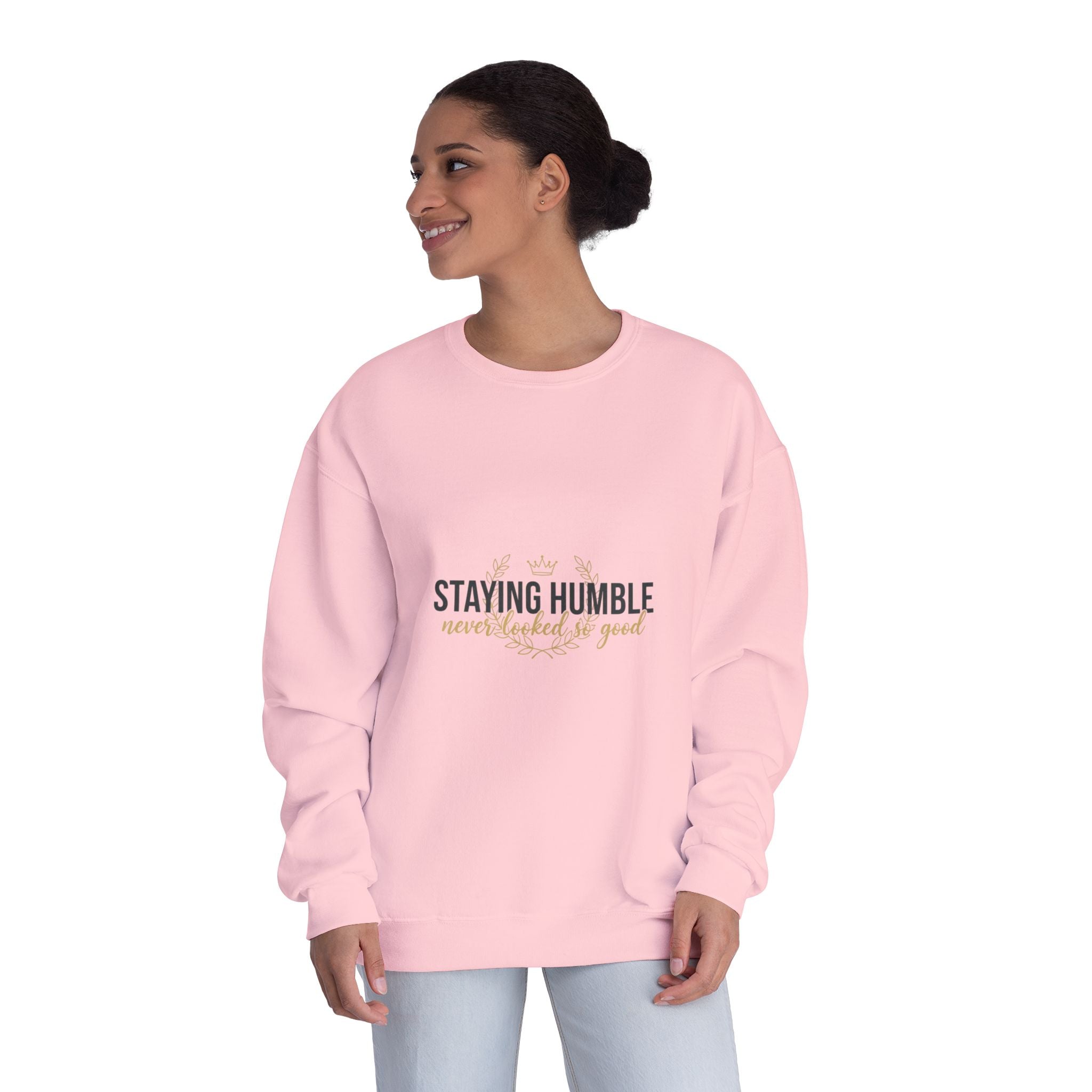 Staying Humble Crewneck Sweatshirt – Minimal Inspirational Graphic