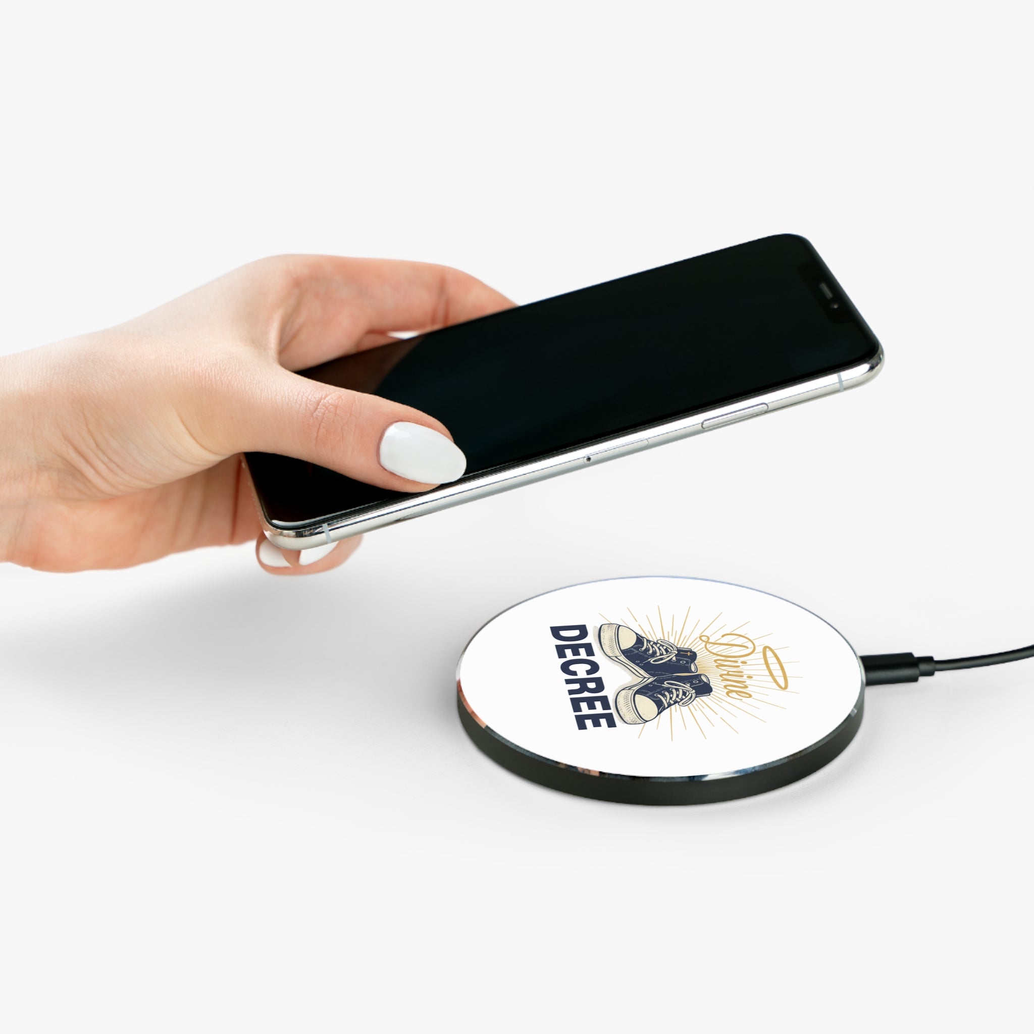 Divine Decree Wireless Charger — Inspirational Christian Phone Charger with Sneakers Design