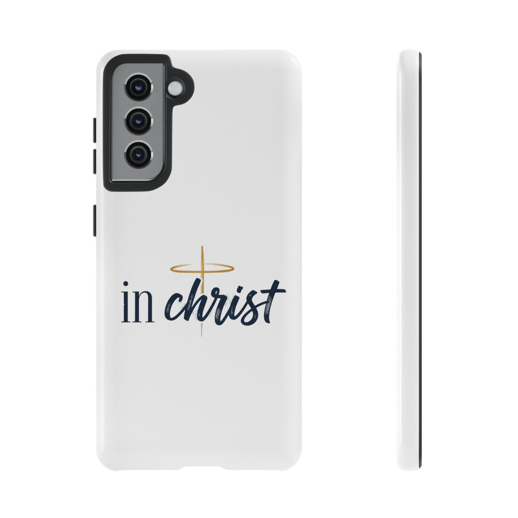 Christian Phone Case - "In Christ" Cross Design, Faith Protective Tough Case