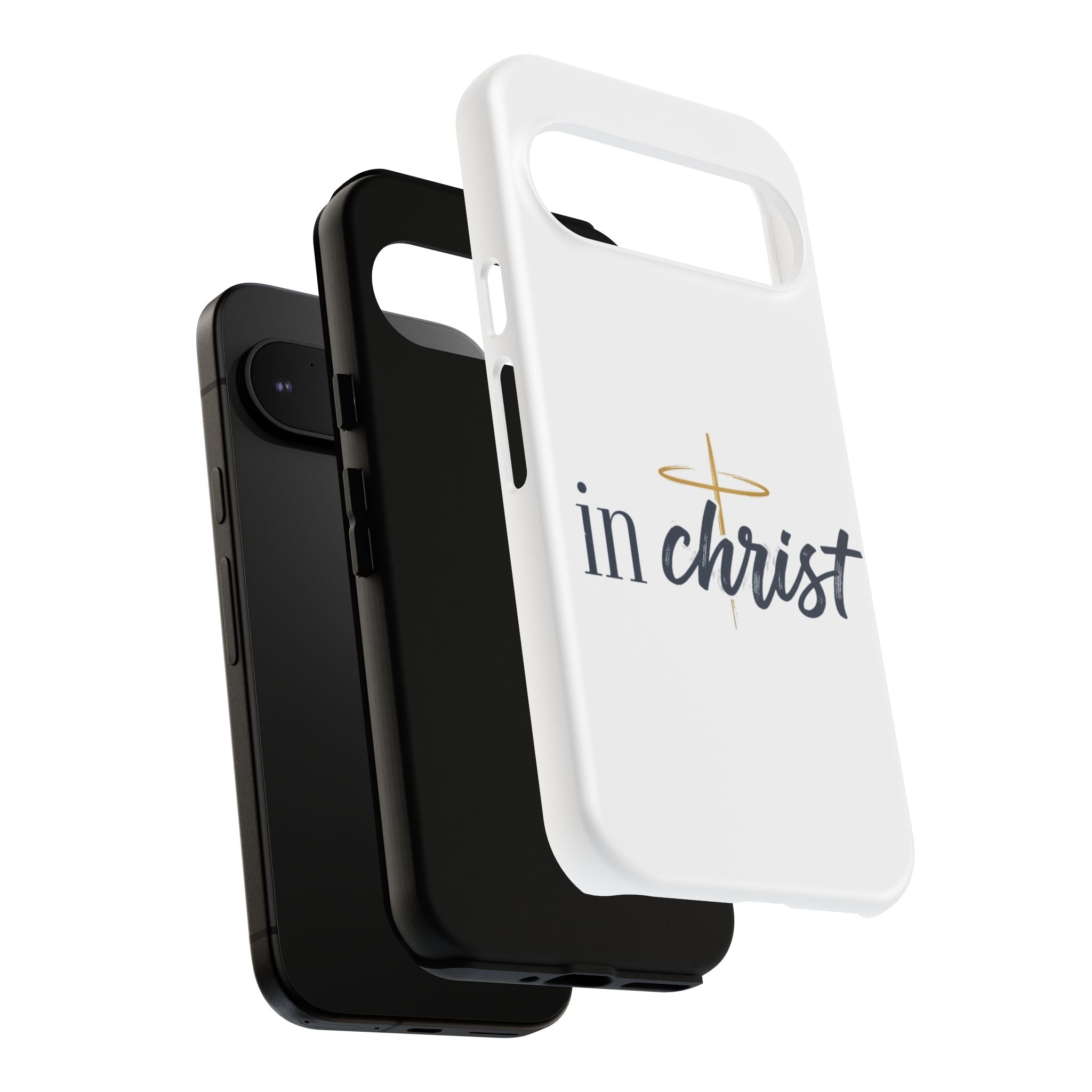 Christian Phone Case - "In Christ" Cross Design, Faith Protective Tough Case