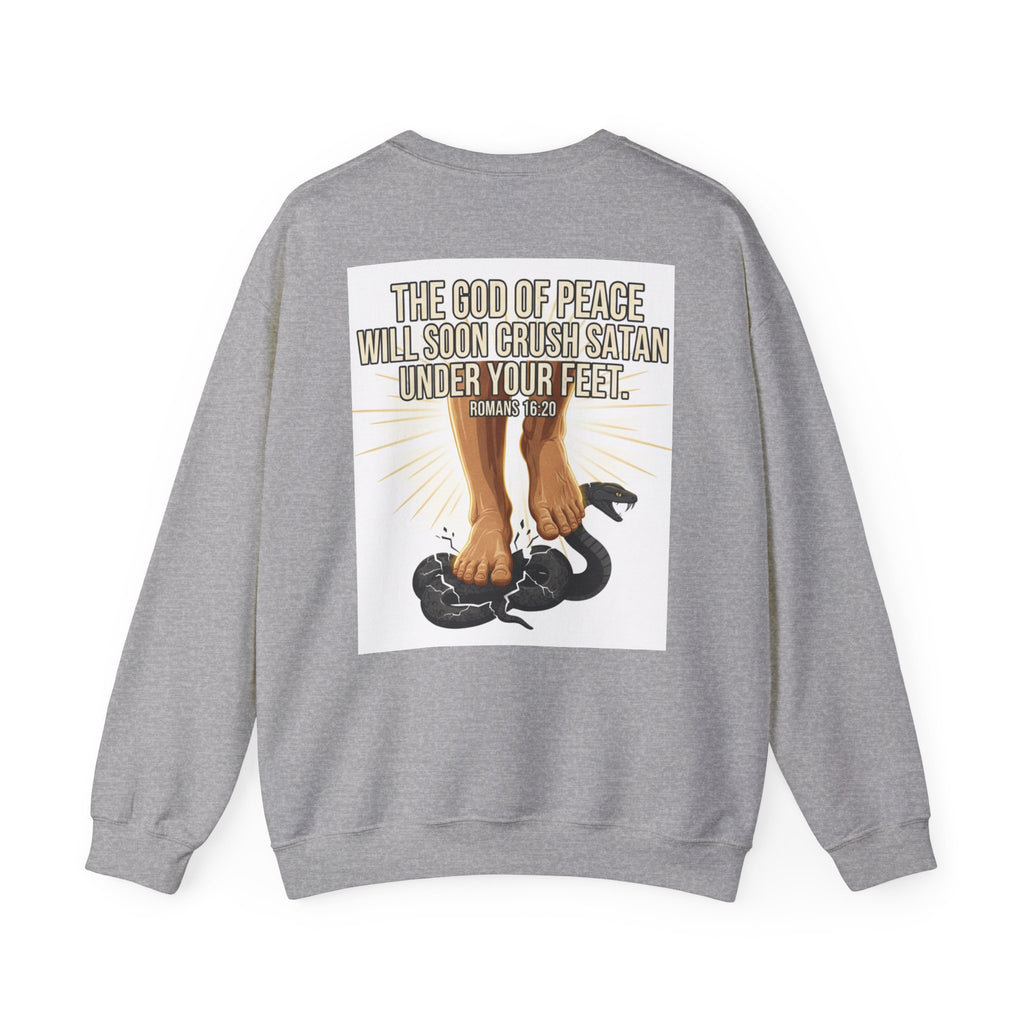 Armor of Christ Sweatshirt — Christian Faith Crewneck with Scripture (Romans 16:20)