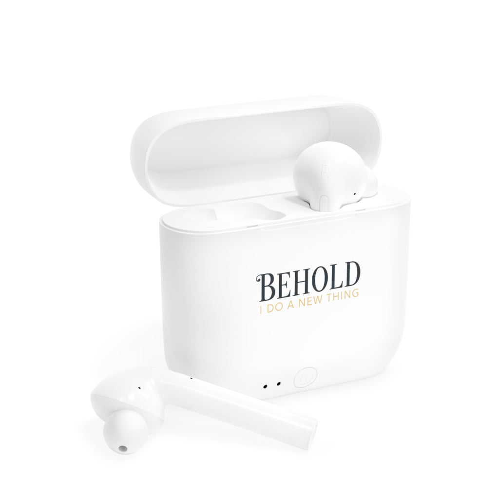 Wireless Earbuds — "Behold I Do A New Thing" Inspirational Charging Case