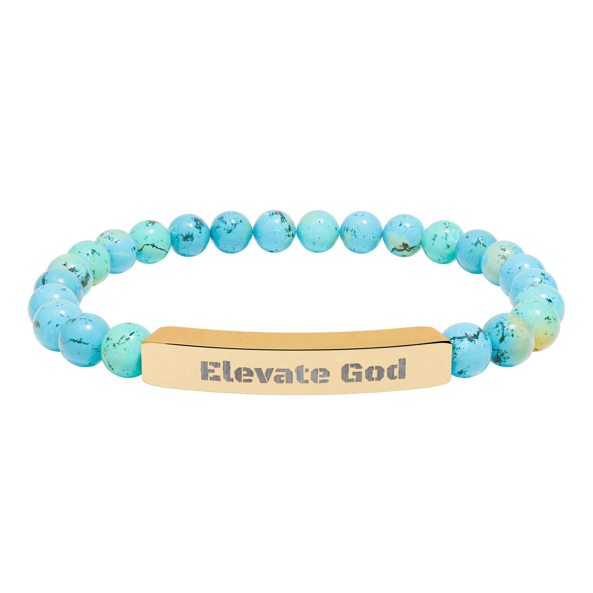 Natural Stone Stretch Bar Bracelet (Engraving)