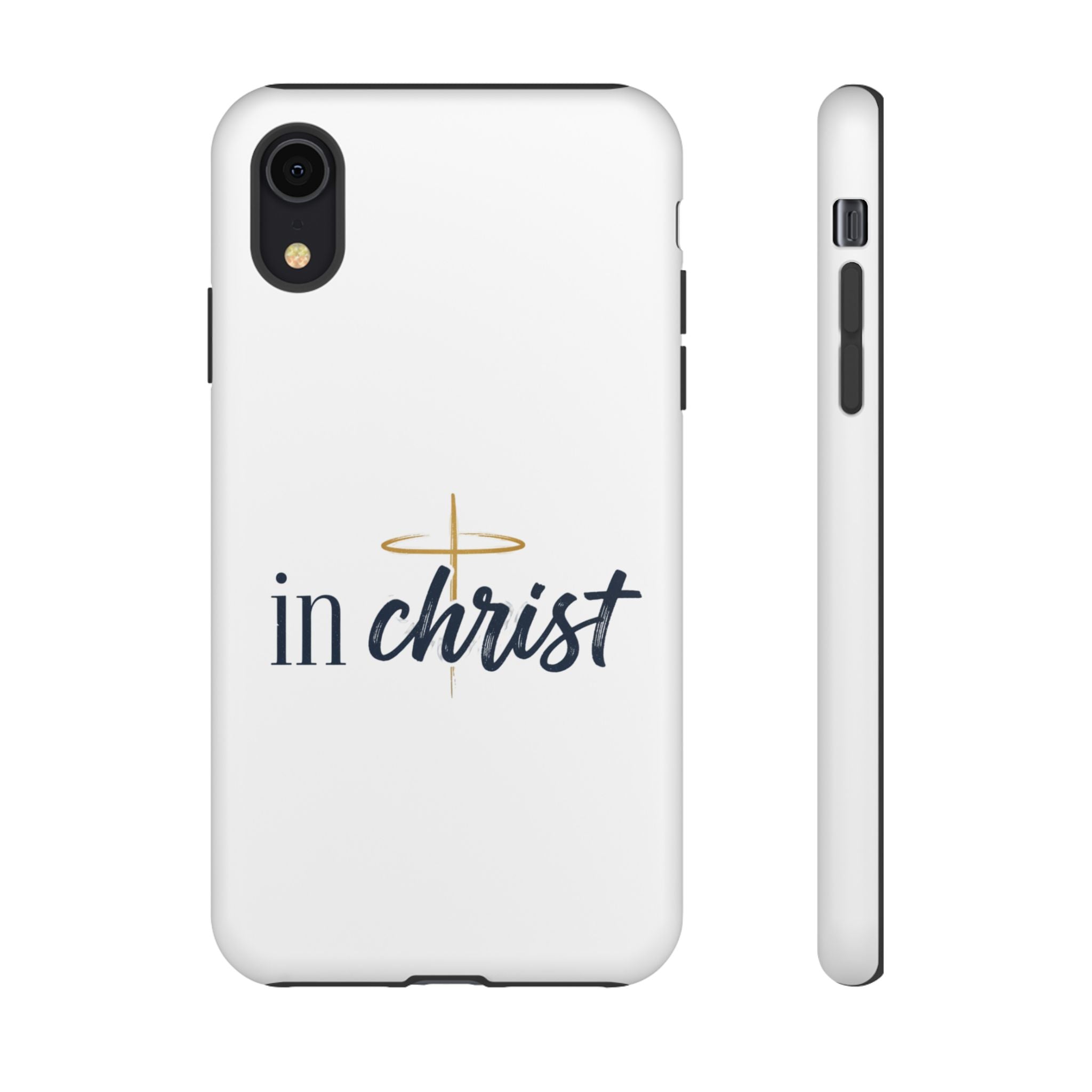 Christian Phone Case - "In Christ" Cross Design, Faith Protective Tough Case