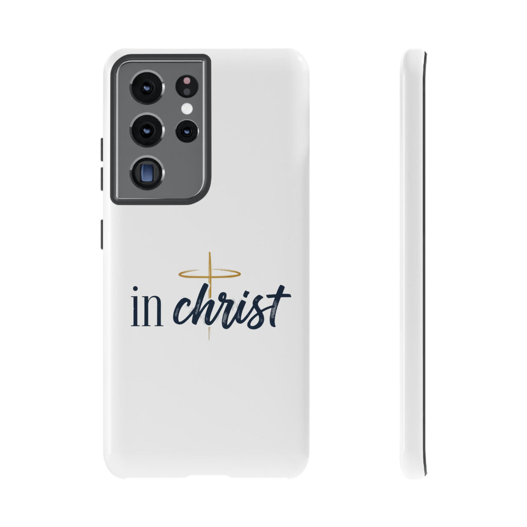 Christian Phone Case - "In Christ" Cross Design, Faith Protective Tough Case