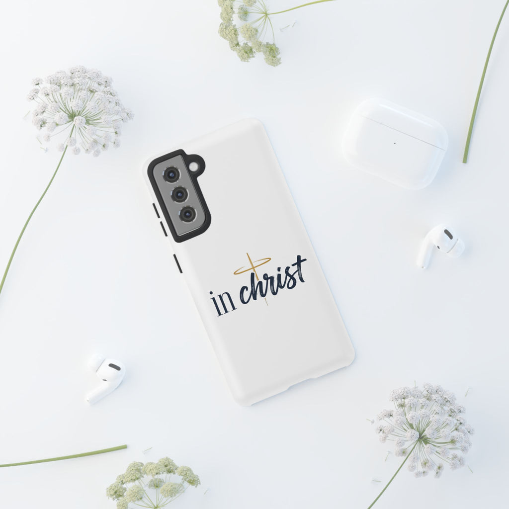Christian Phone Case - "In Christ" Cross Design, Faith Protective Tough Case