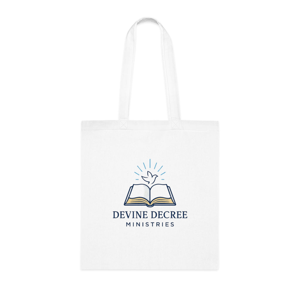 Devine Decree Ministries Cotton Tote — Inspirational Bible Dove Logo Tote Bag