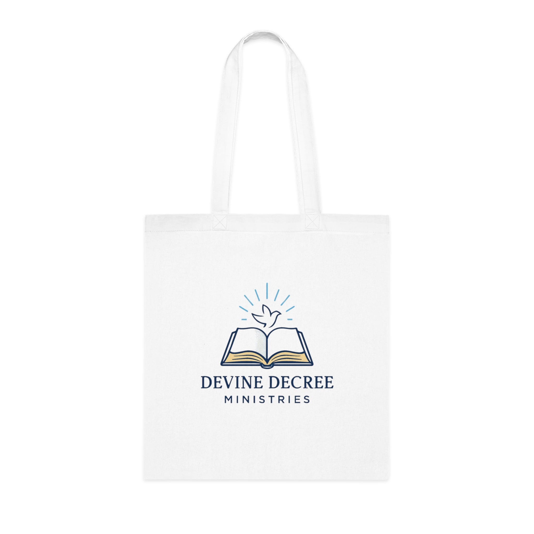 Devine Decree Ministries Cotton Tote — Inspirational Bible Dove Logo Tote Bag