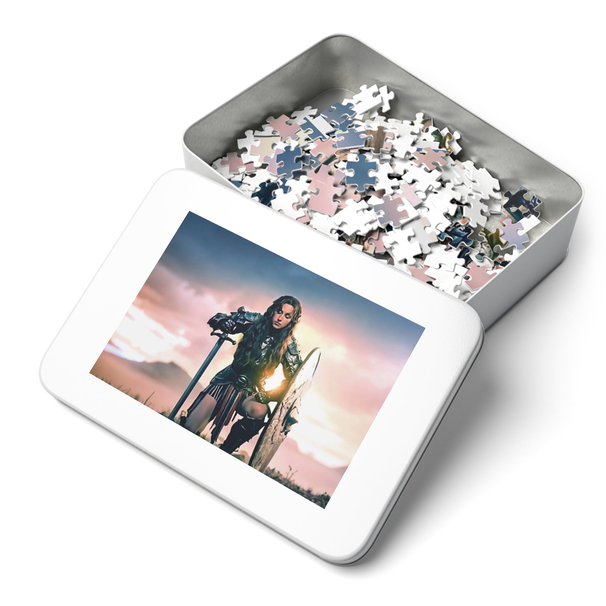 Viking Shieldmaiden 500-Piece Jigsaw Puzzle with Tin — Epic Warrior Scene