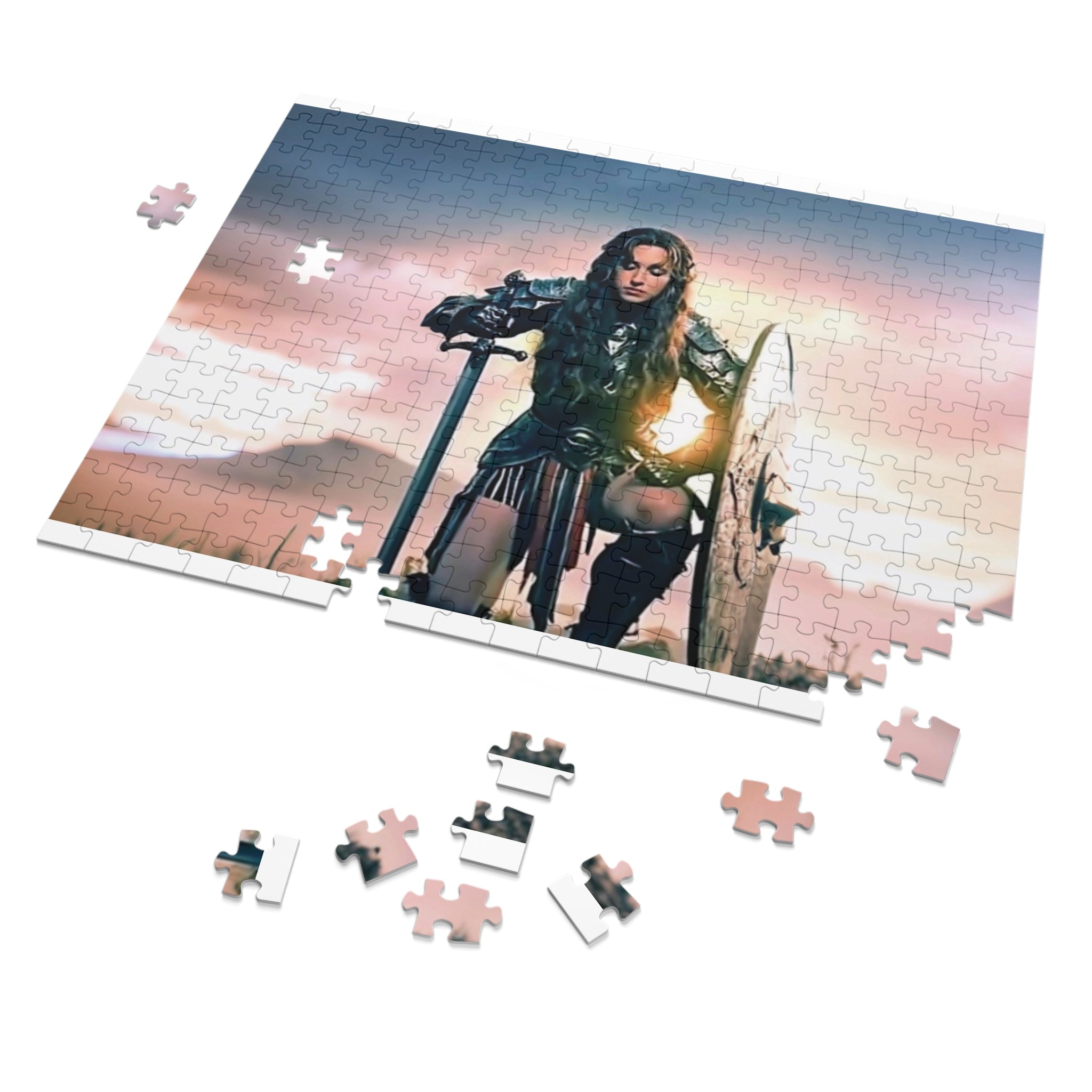 Viking Shieldmaiden 500-Piece Jigsaw Puzzle with Tin — Epic Warrior Scene