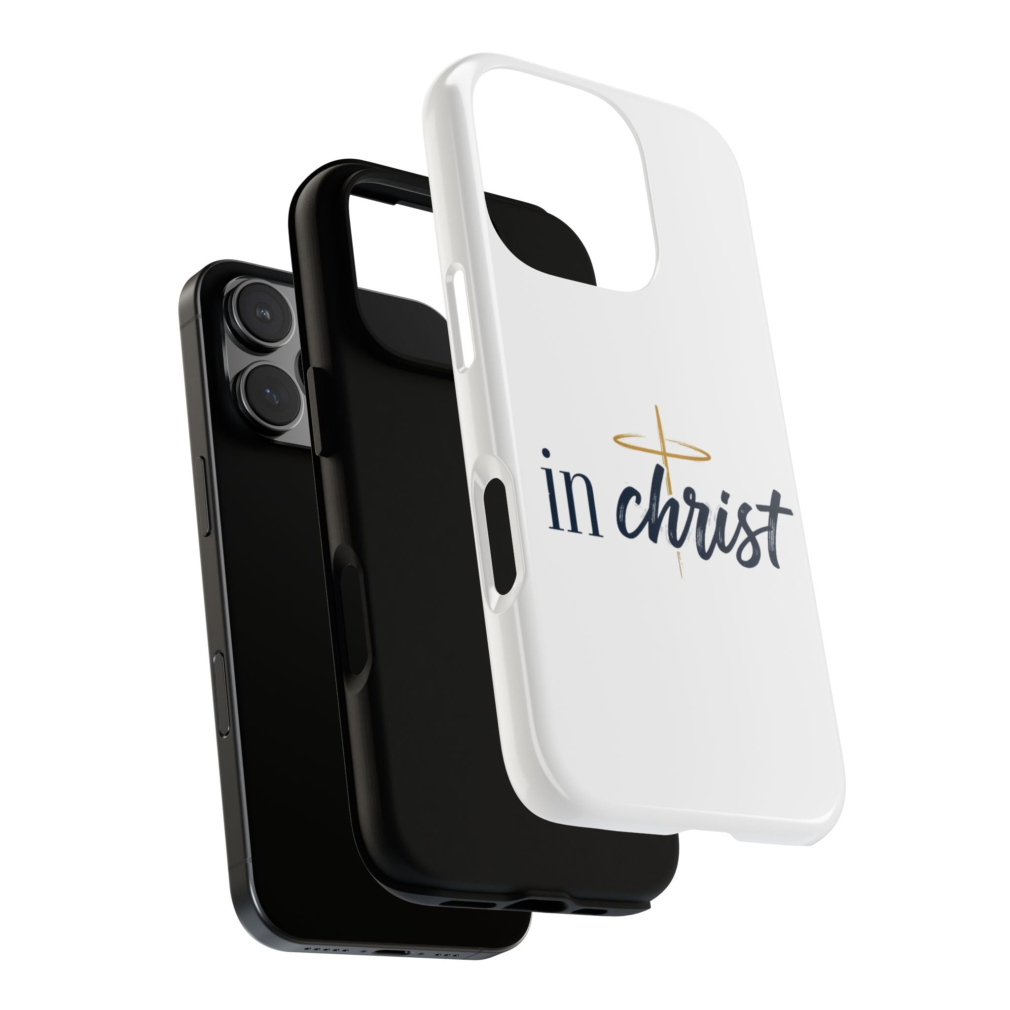 Christian Phone Case - "In Christ" Cross Design, Faith Protective Tough Case