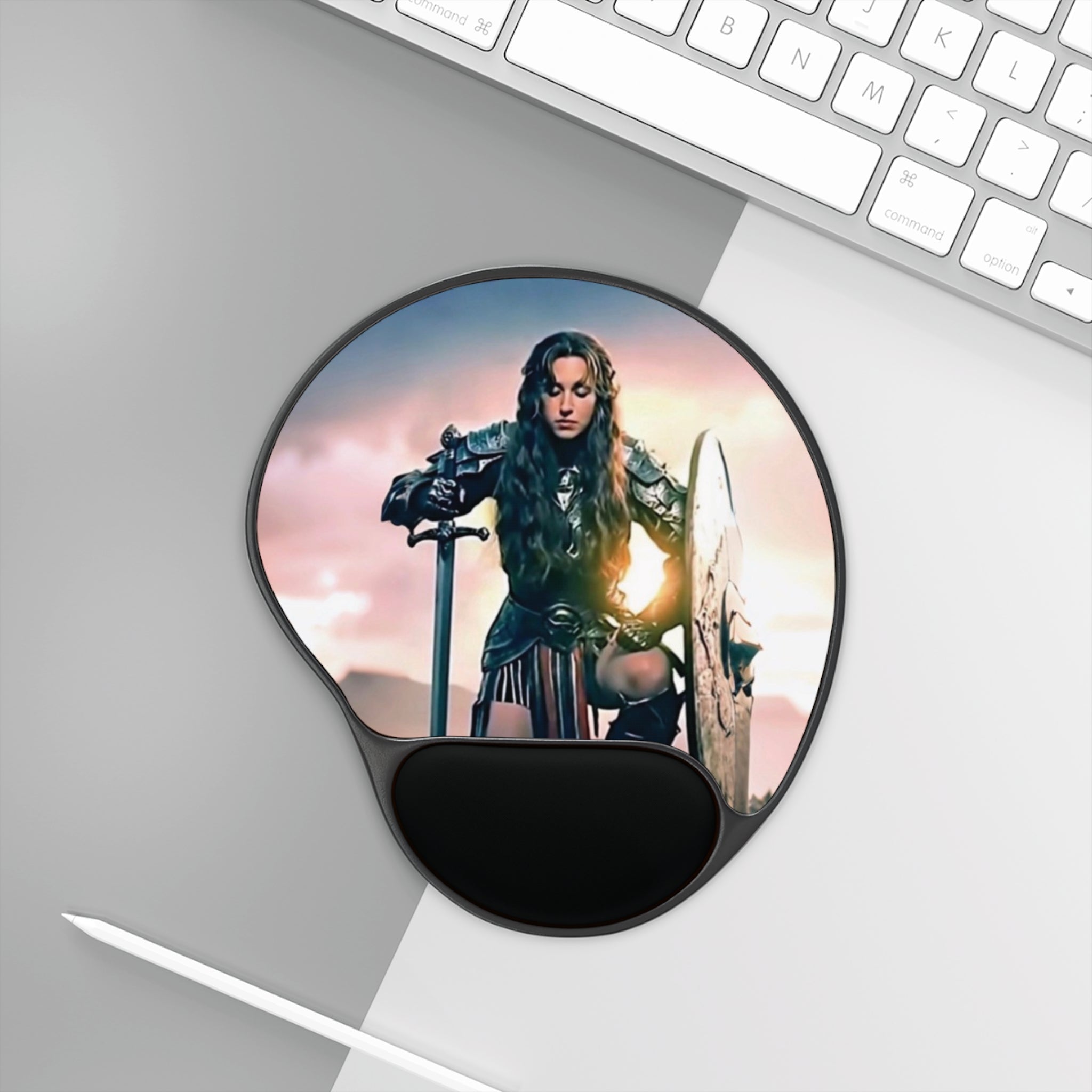 Valkyrie Warrior Mouse Pad with Wrist Rest – Fantasy Gaming Desk Accessory