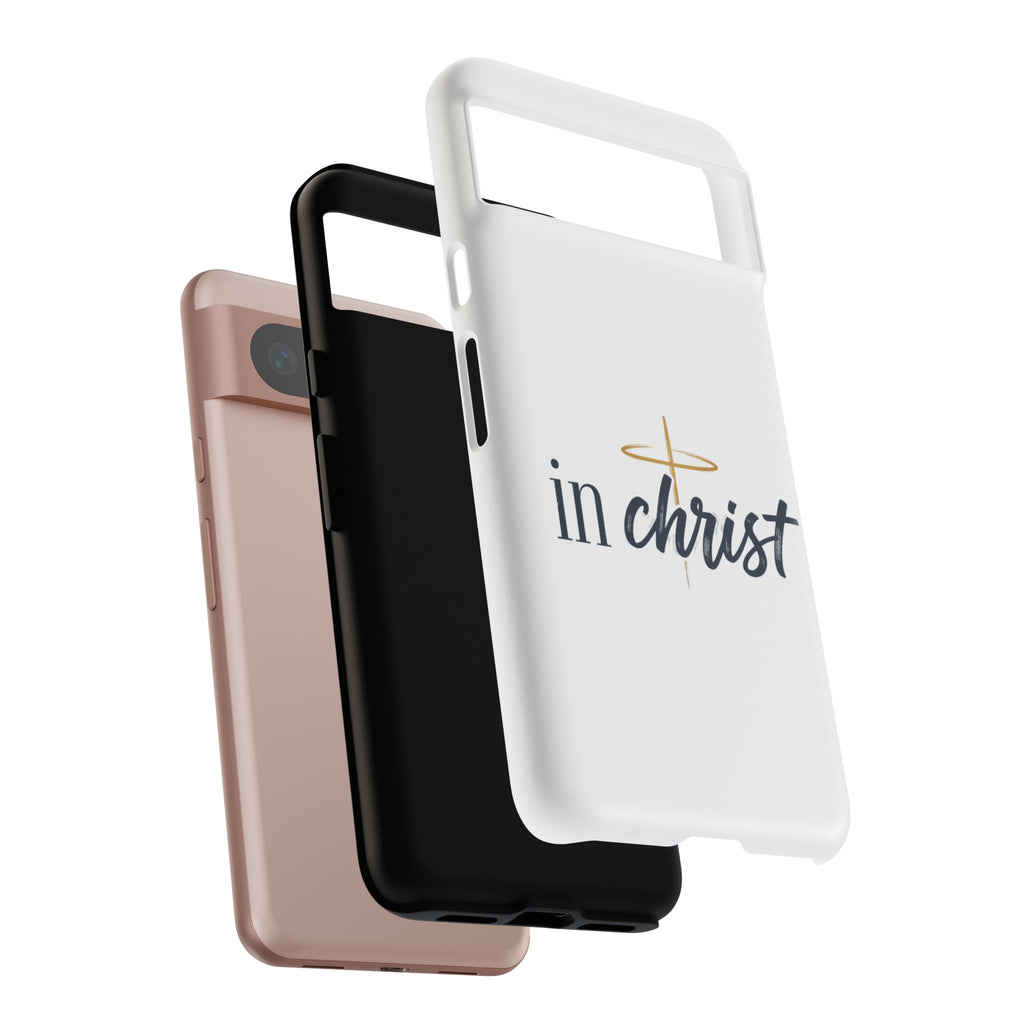 Christian Phone Case - "In Christ" Cross Design, Faith Protective Tough Case