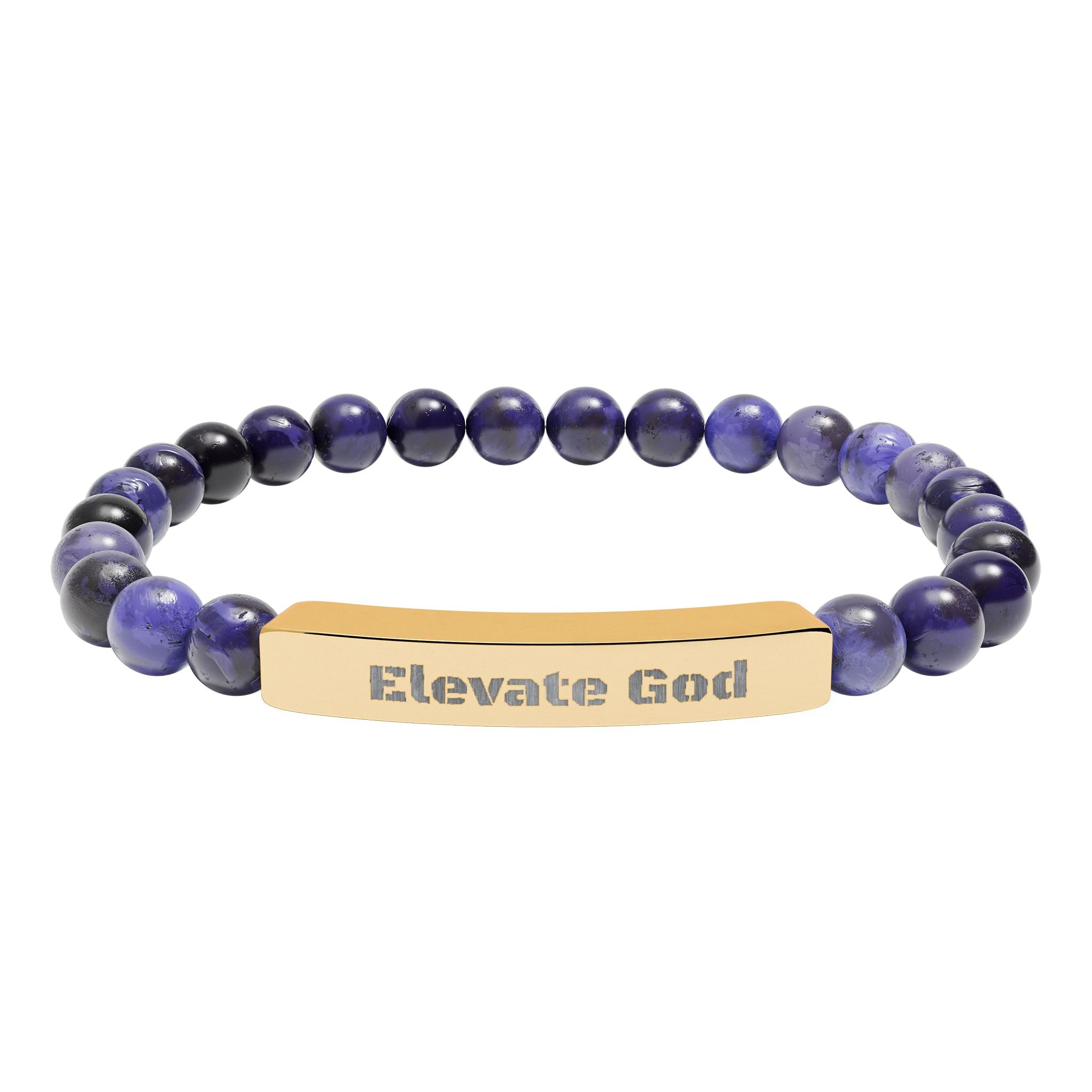 Natural Stone Stretch Bar Bracelet (Engraving)