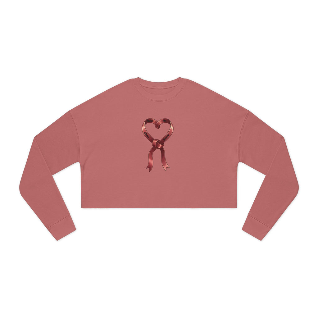 Breast Cancer Awareness Heart Ribbon Cropped Sweatshirt