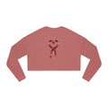 Breast Cancer Awareness Heart Ribbon Cropped Sweatshirt