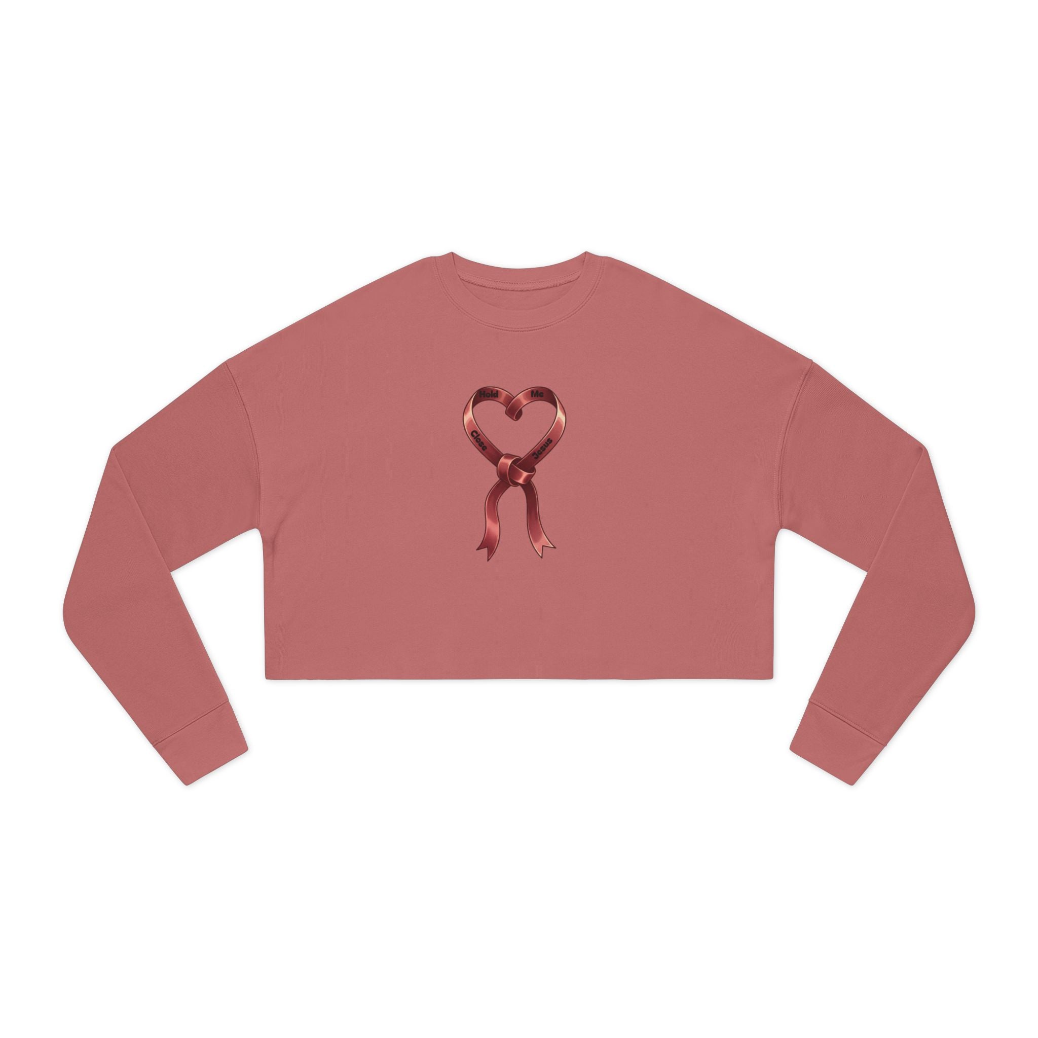 Breast Cancer Awareness Heart Ribbon Cropped Sweatshirt