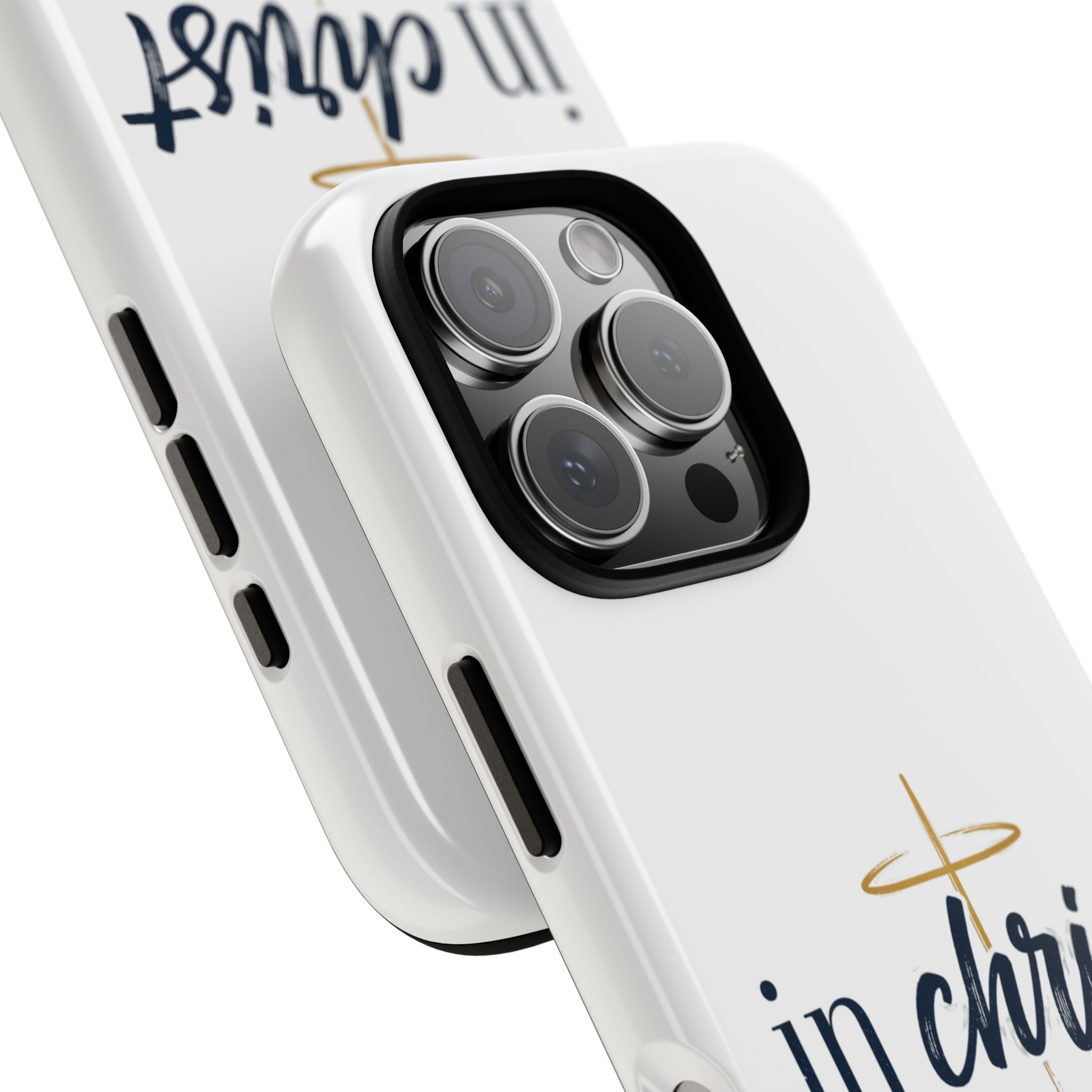 Christian Phone Case - "In Christ" Cross Design, Faith Protective Tough Case