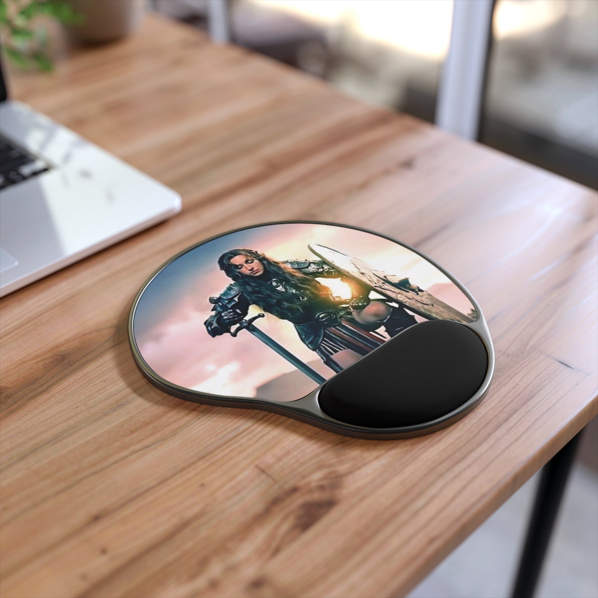 Valkyrie Warrior Mouse Pad with Wrist Rest – Fantasy Gaming Desk Accessory