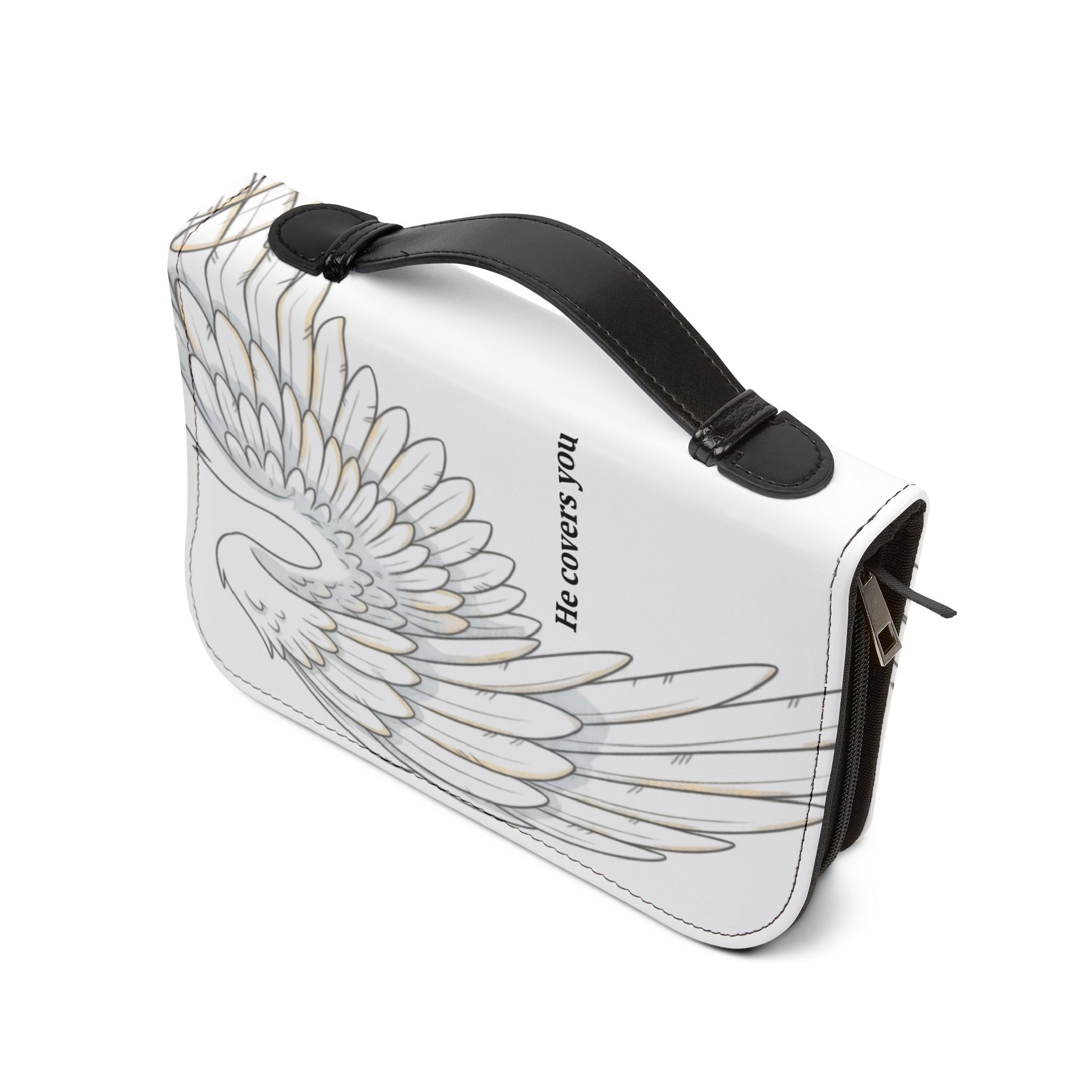 Bible Cover — "With His Feathers / He Covers You" Winged Scripture Protector