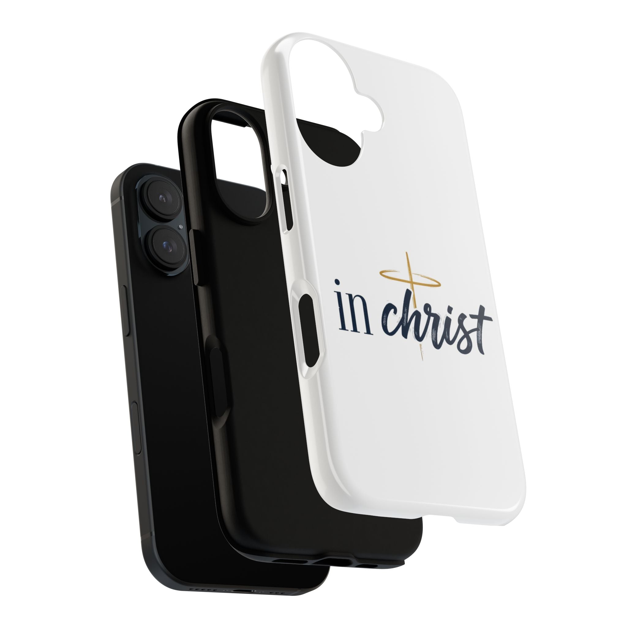 Christian Phone Case - "In Christ" Cross Design, Faith Protective Tough Case