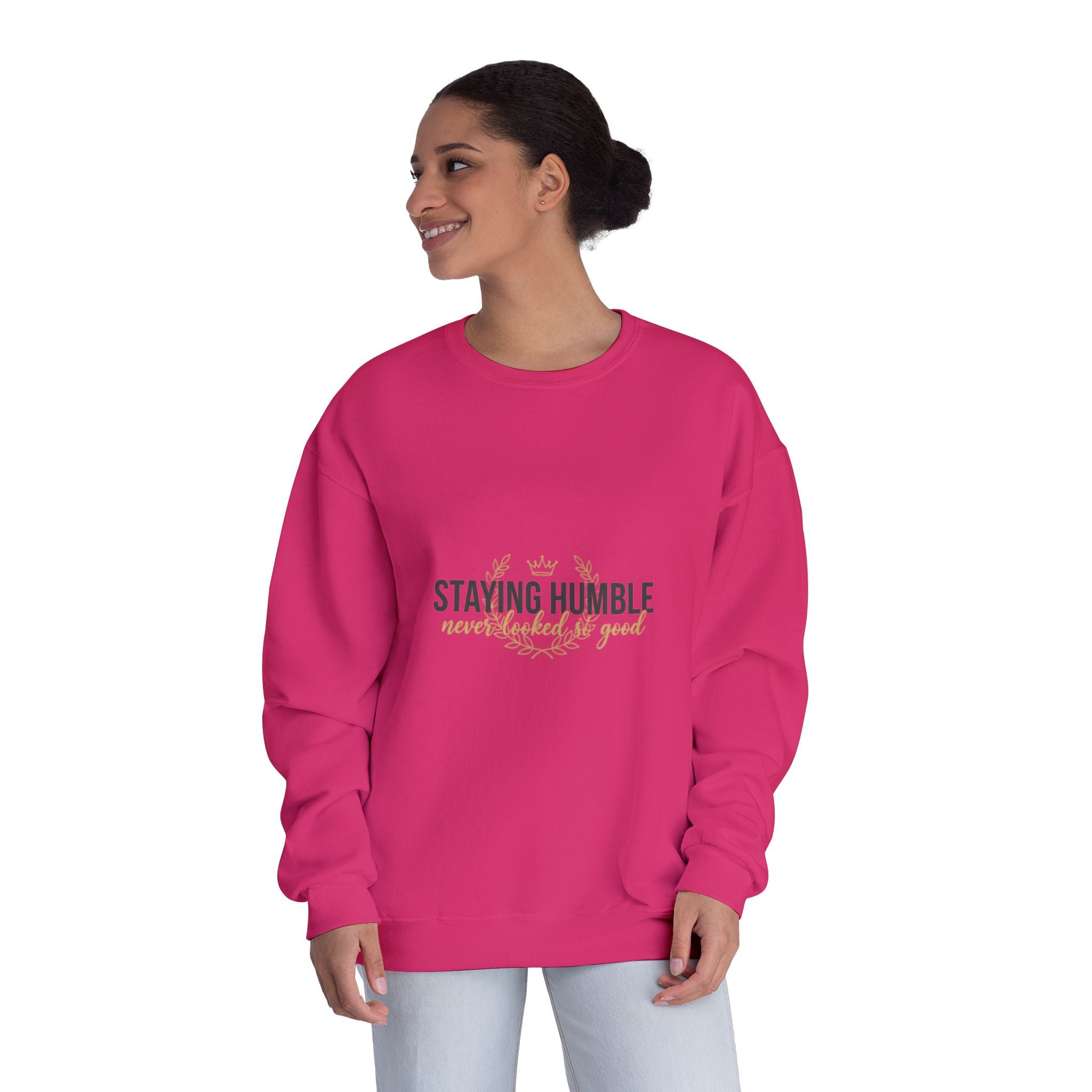 Staying Humble Crewneck Sweatshirt – Minimal Inspirational Graphic